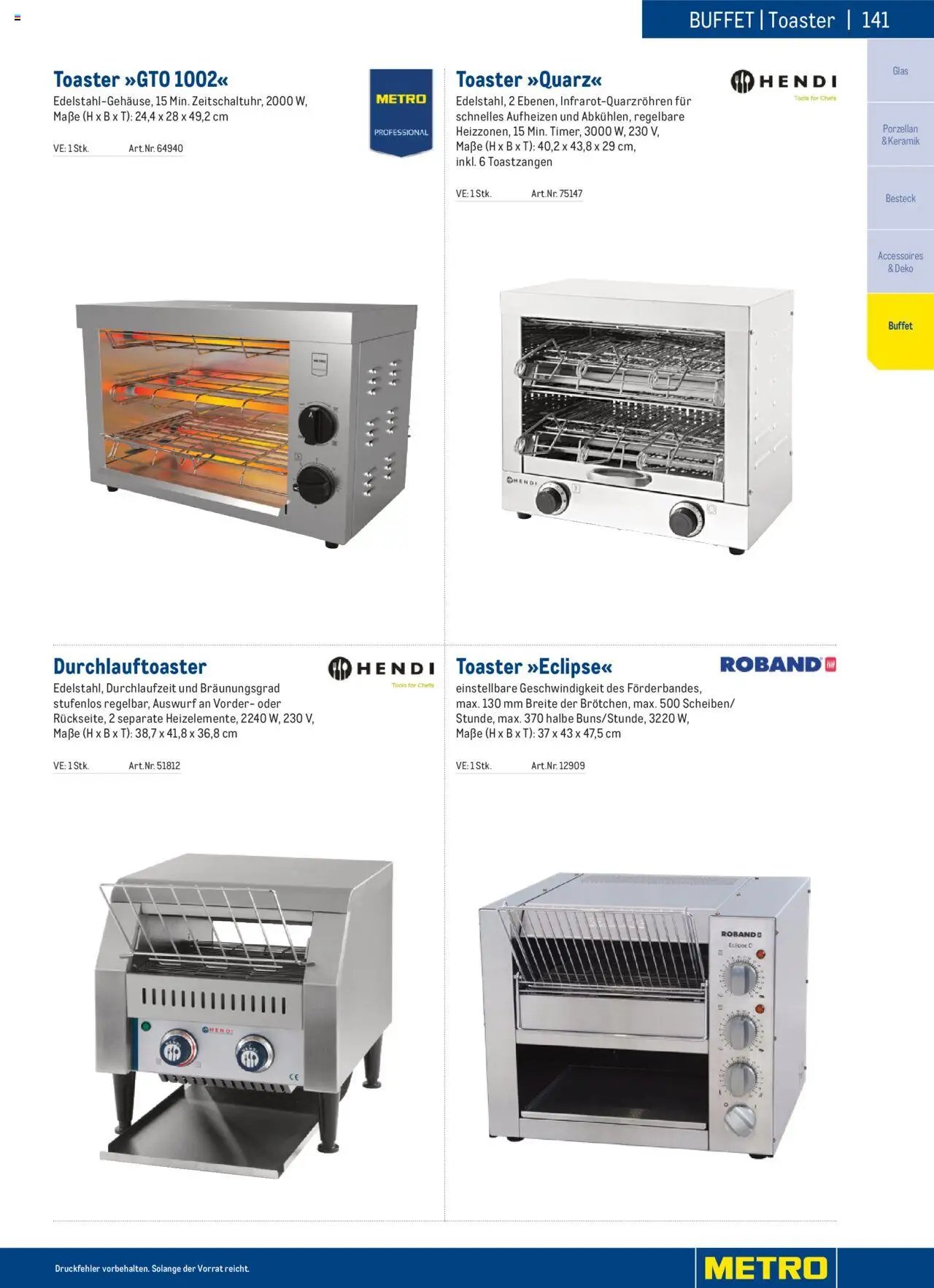 Metro angebote Angebote Gastro Non Food 2025 gültig ab 02.12.2024 | Seite: 141 | Produkte: Toaster