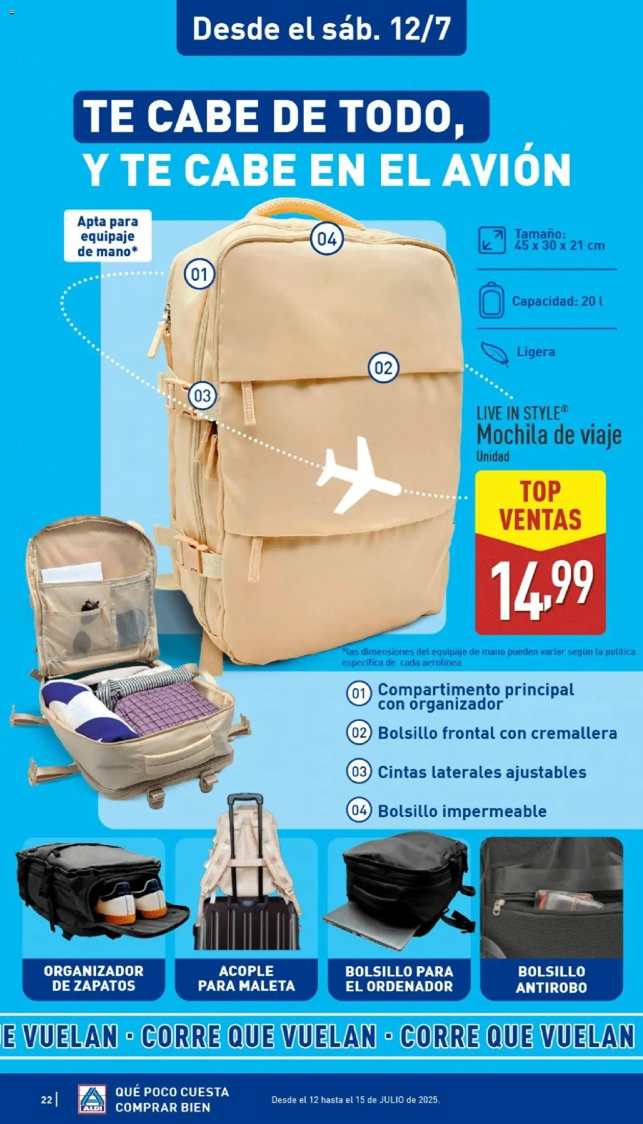 Aldi folleto Canarias │ válido desde el 07.07.2025 | Página: 22 | Productos: Mochila, Maleta, Organizador, Ordenador