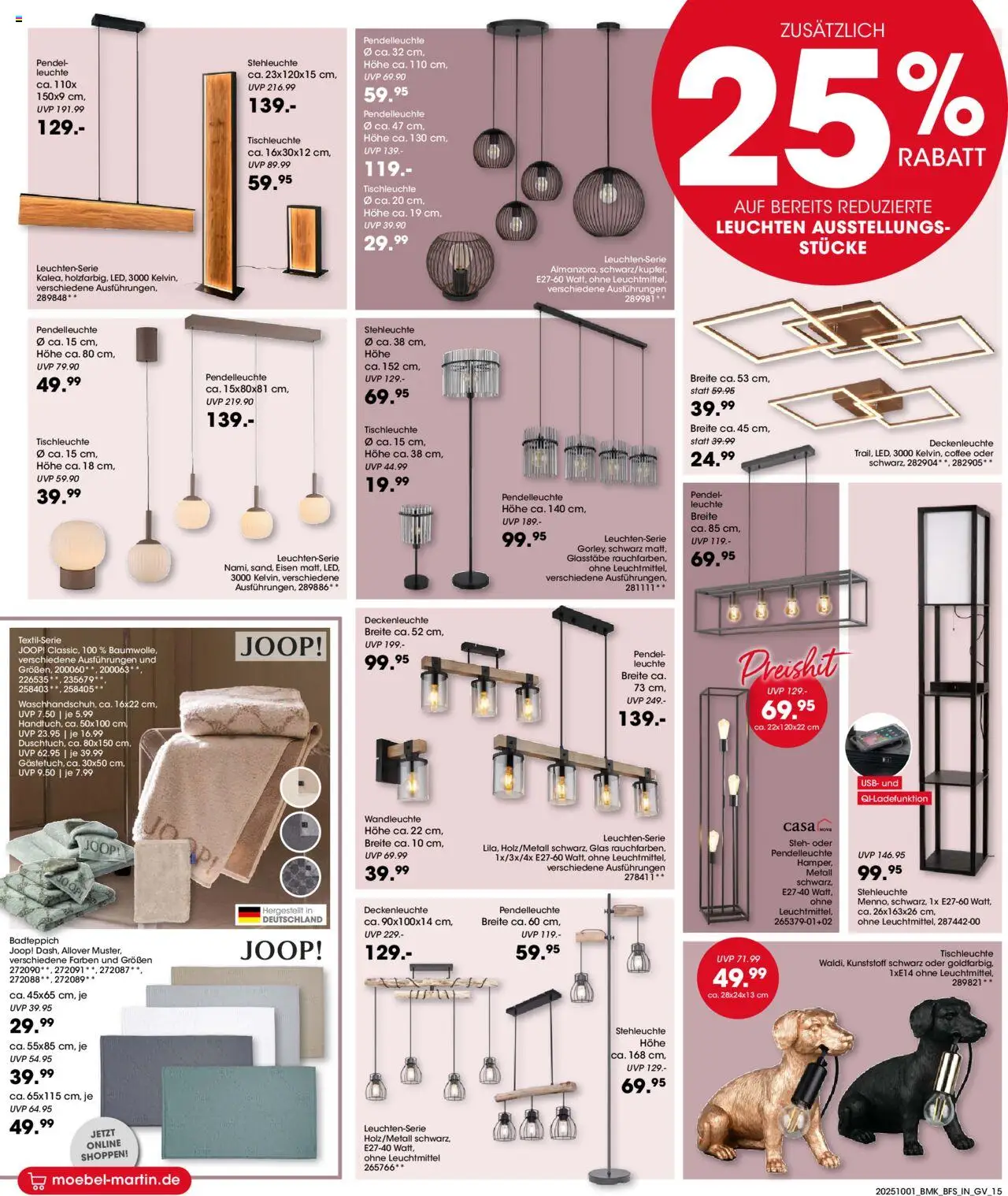 Möbel Martin Prospekt Besser schlafen	  – gültig ab 01.10.2025 | Seite: 15 | Produkte: USB, Wandleuchte