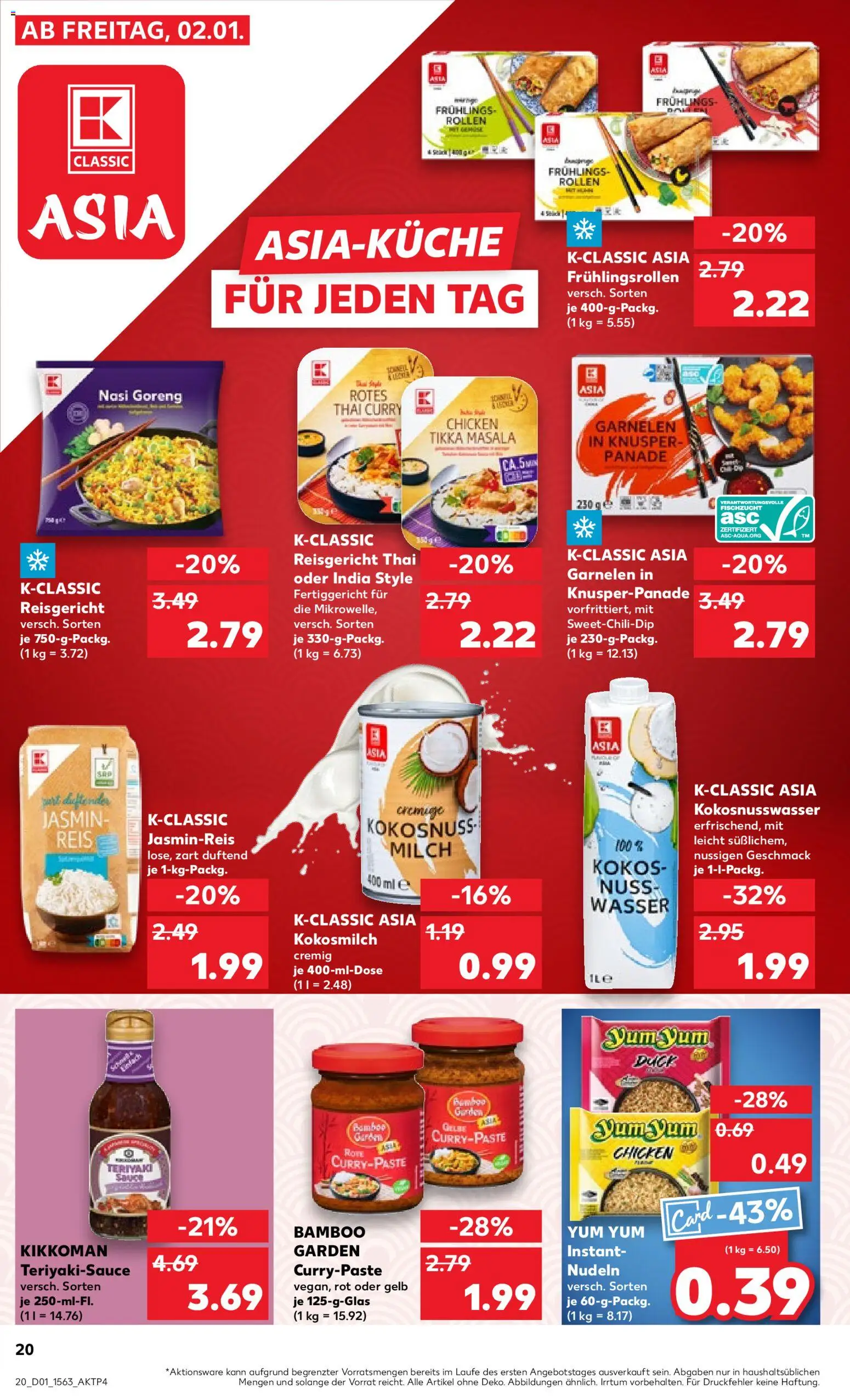 Kaufland prospekt Kiel	 – gültig ab 02.01.2026 | Seite: 20 | Produkte: Jasminreis, Garnelen, Wasser, Reis