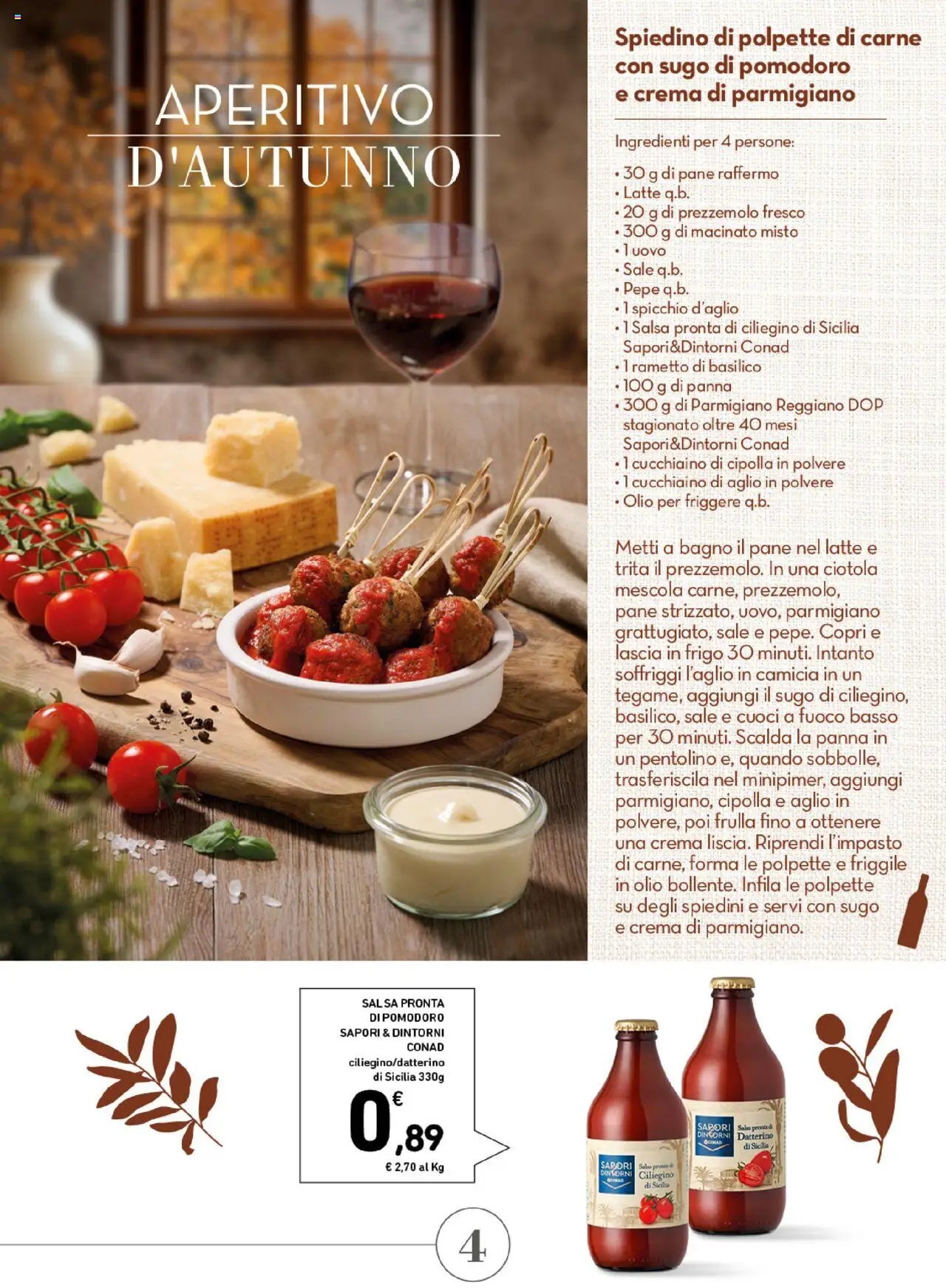 Volantino Conad del 22.10.2025 | Pagina: 4 | Prodotti: Basilico, Parmigiano reggiano, Spiedini, Polpette