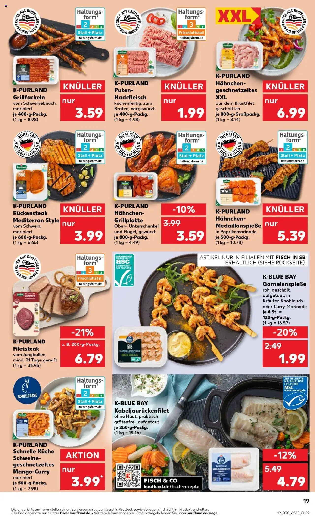 Kaufland prospekt Beckum	 - gültig ab dem 24.07.2025 | Seite: 19 | Produkte: Hahnchen, Küche, Fisch, Hackfleisch