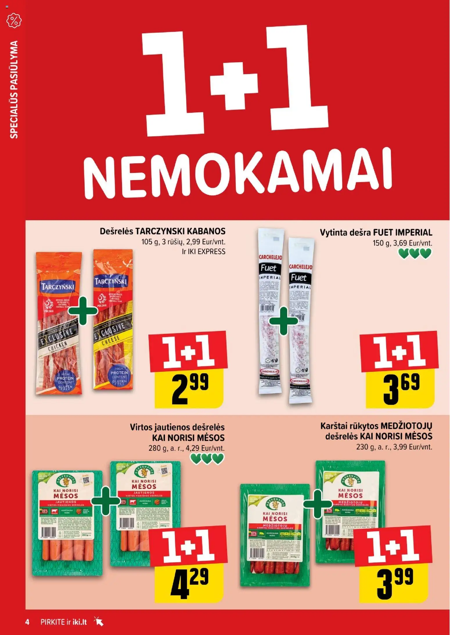 IKI akcijos nuo 19.01.2026 | Puslapis: 4 | Prekių: Jautienos, Dešrelės, Dešra