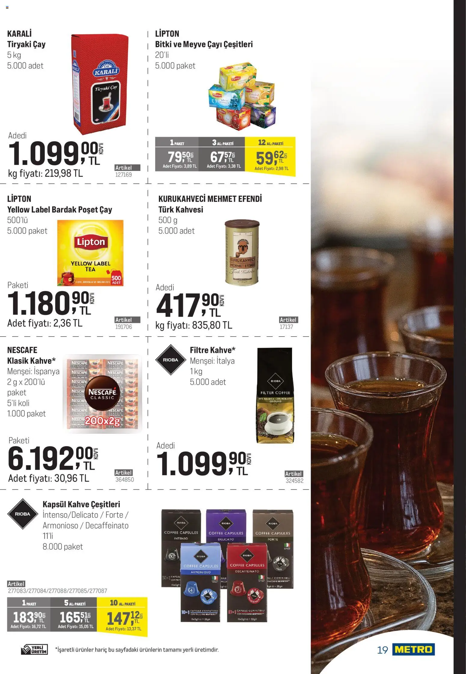 Metro - Şehir Otelleri - 18.11.2025 tarihinden itibaren geçerlidir | Sayfa: 19 | Ürünler: Kahve, Bardak poşet çay, Meyve, Zselatin
