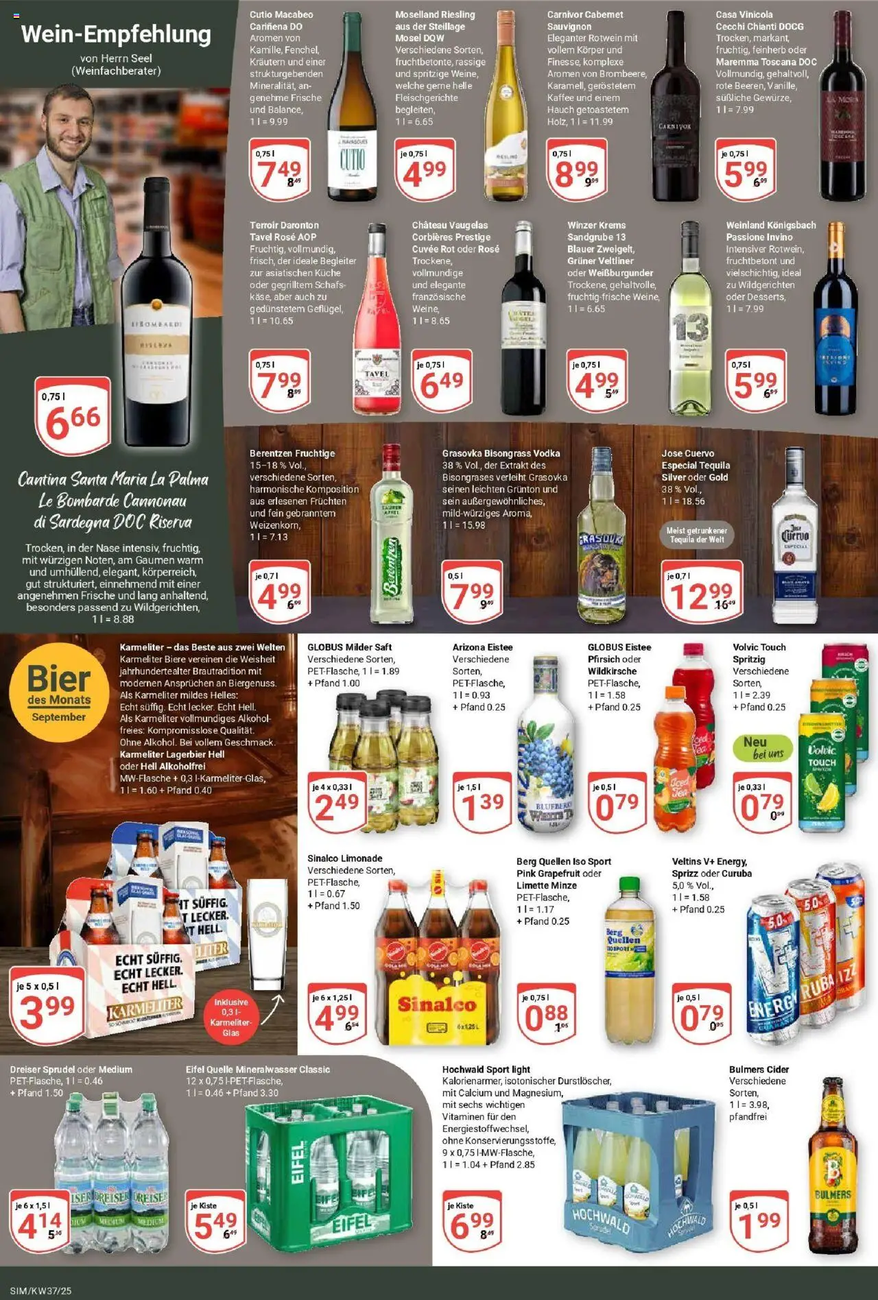 Globus prospekt Simmern	 – gültig ab 07.09.2025 | Seite: 14 | Produkte: Sinalco, Grapefruit, Pfirsich, Limette