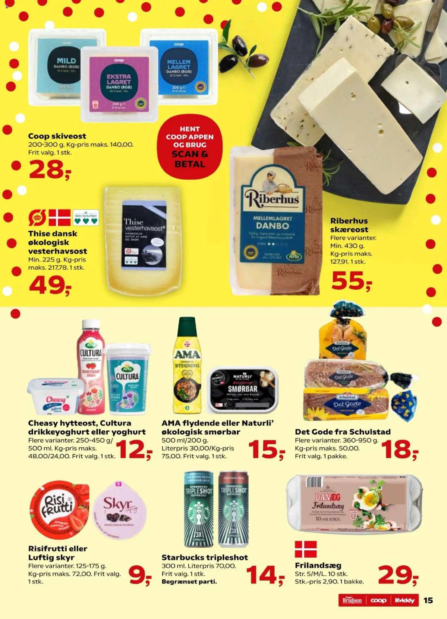 Kvickly tilbudsavis – gyldig fra 16.01.2026 | Side: 15 | Produkter: Smør, Yoghurt, Drikkeyoghurt, Skiveost