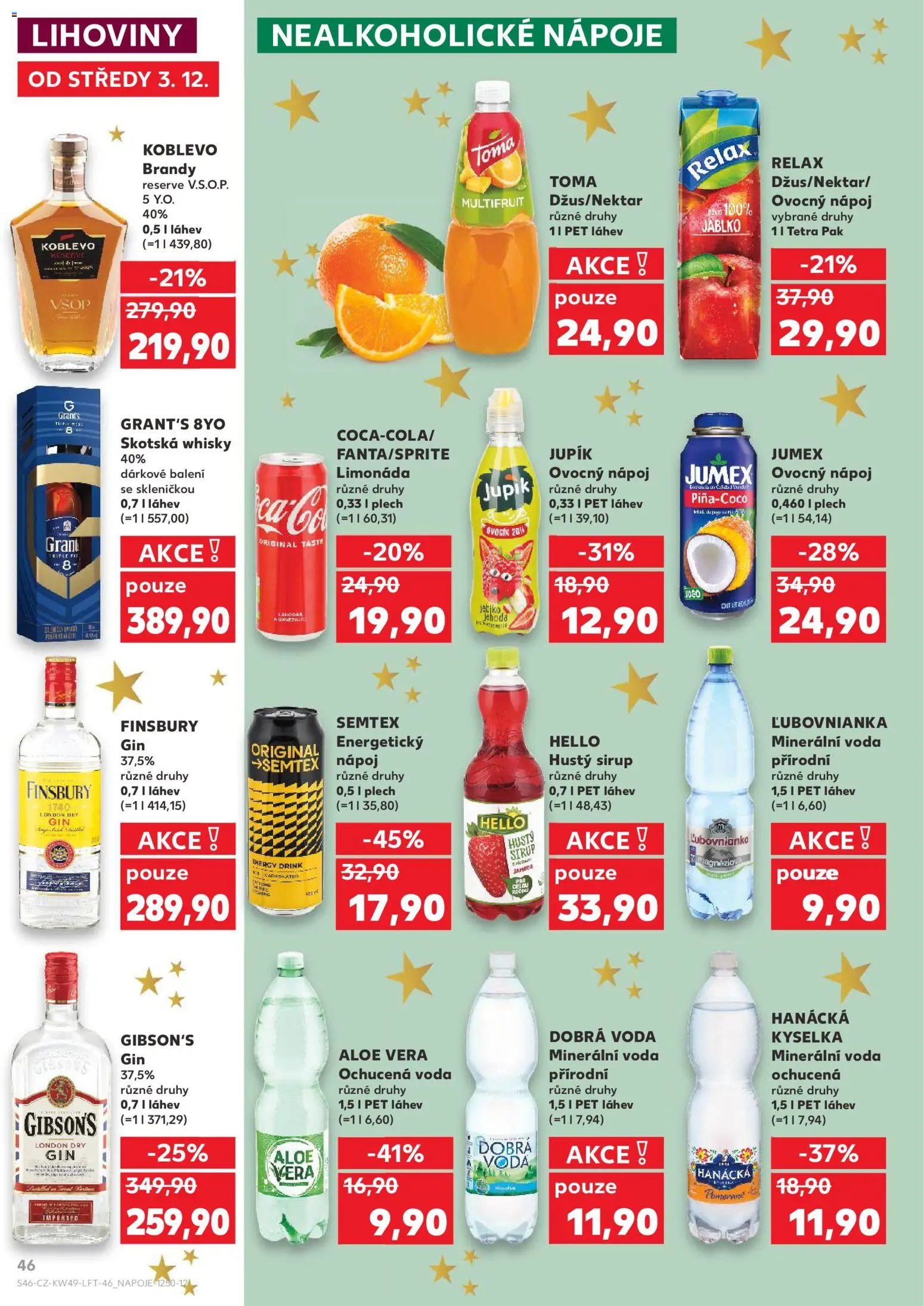 Kaufland leták - Plzeň Bory od 03.12.2025 | Strana: 46 | Produkty: Voda, Brandy, Semtex, Minerální voda