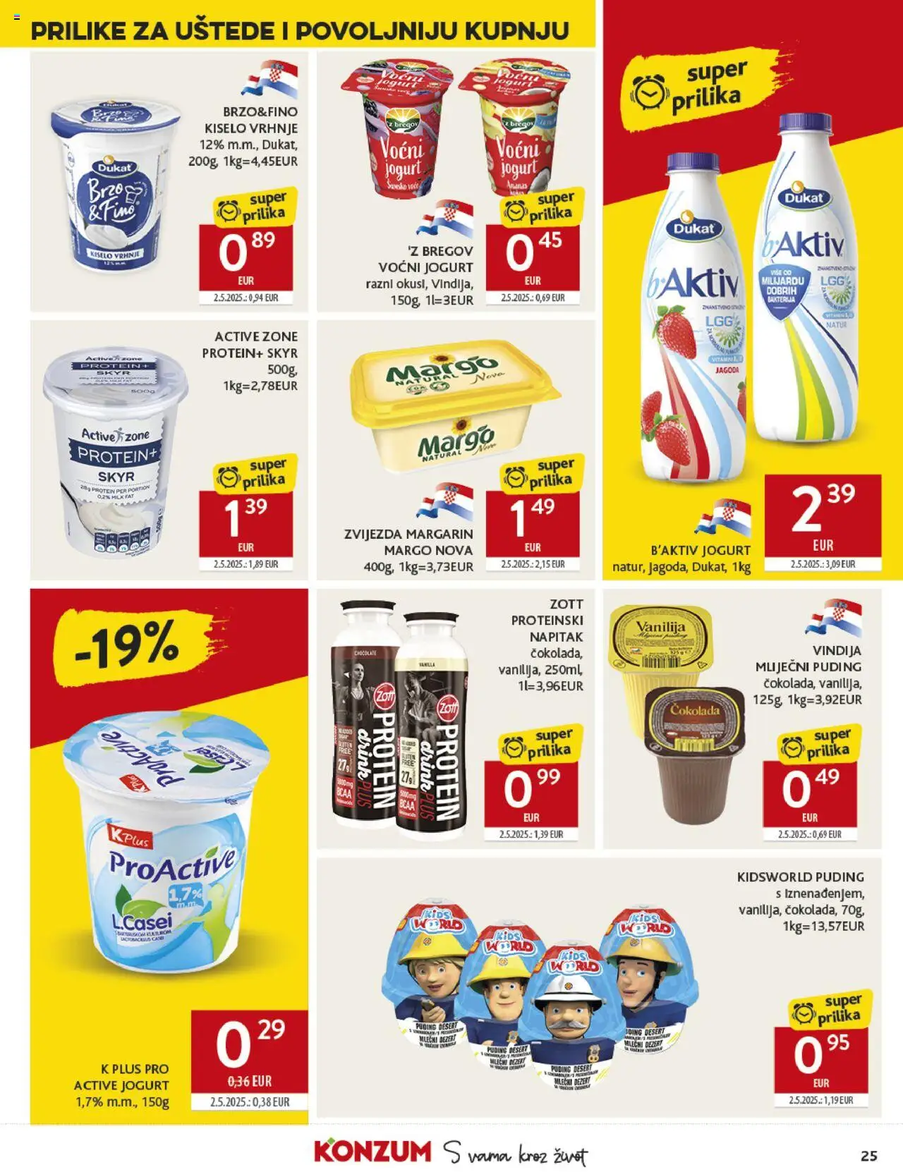 Konzum katalog | vrijedi od 17.09.2025 | Stranica: 25 | Proizvodi: Vindija, Čokolada, Margarin, Voće