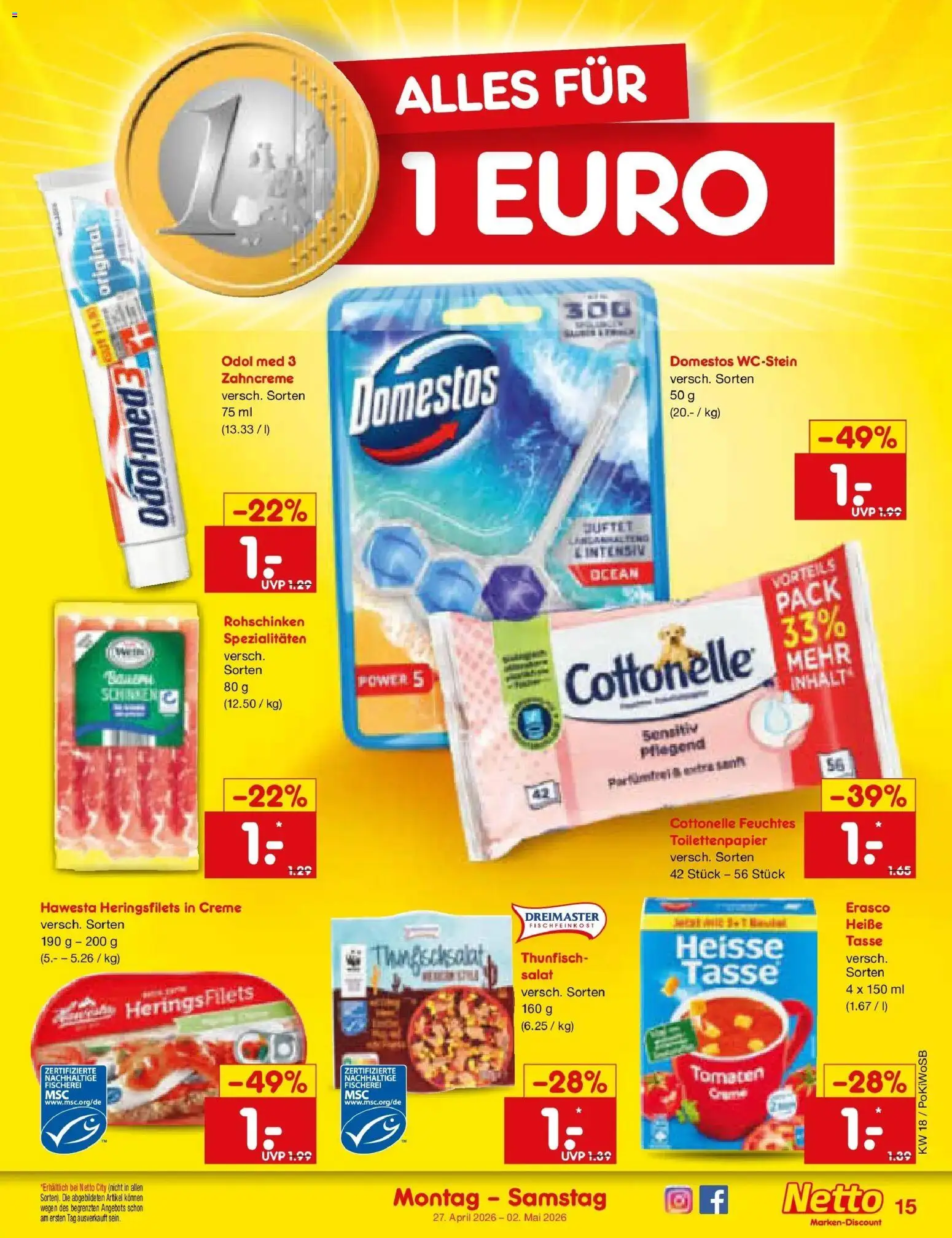 Netto Marken-Discount Prospekt Bad Friedrichshall	 – gültig ab 27.04.2026 | Seite: 17 | Produkte: Thunfisch, Tomaten, Erasco, Toilettenpapier