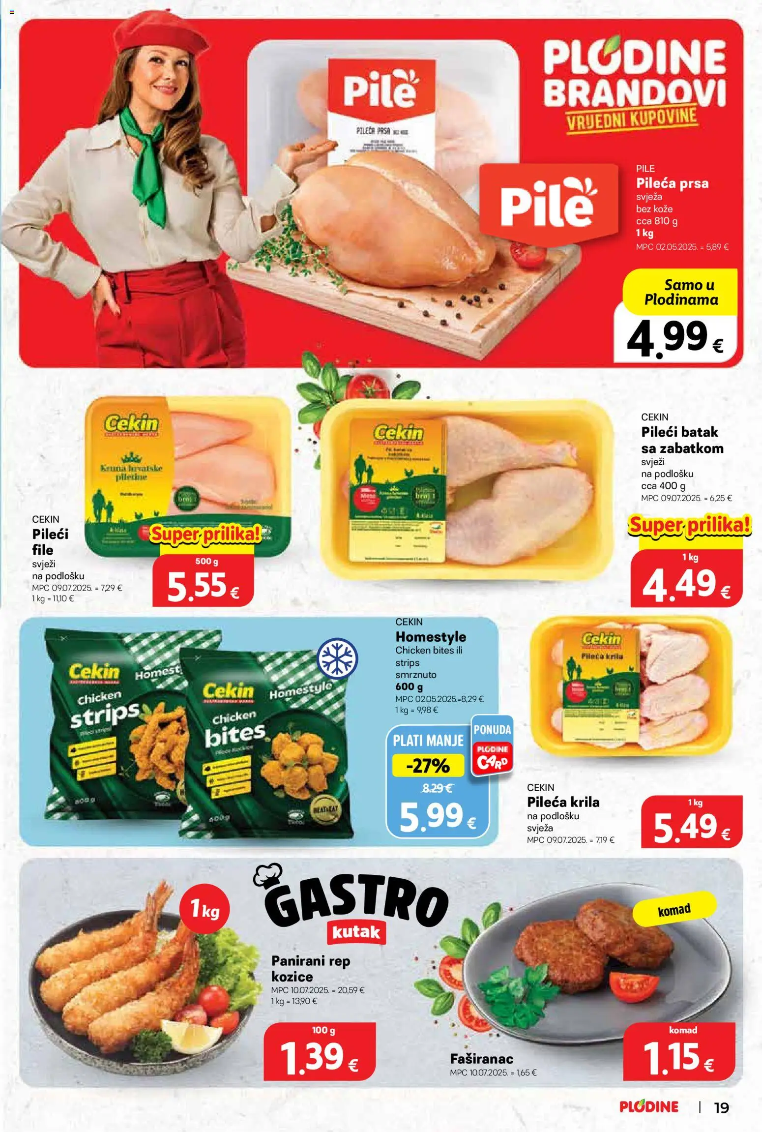 Plodine katalog | vrijedi od 29.10.2025 | Stranica: 19 | Proizvodi: Pileća krila, Kozice, Pileća prsa