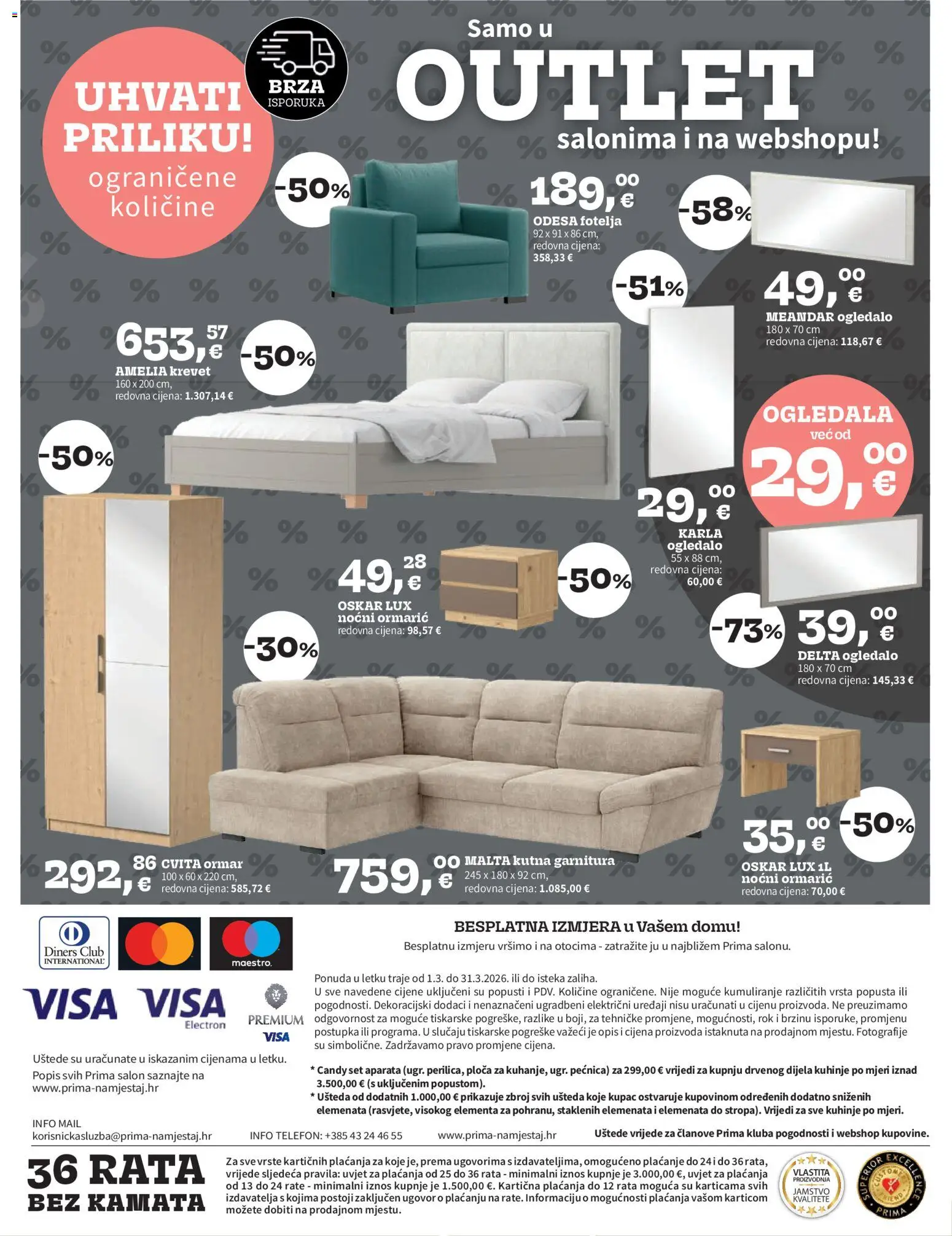 Prima katalog | vrijedi od 01.03.2026 | Stranica: 23 | Proizvodi: Krevet, Ormar, Ogledalo, Pećnica