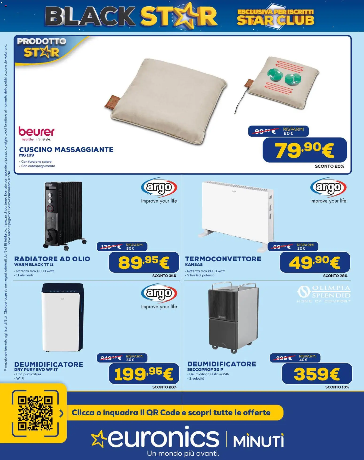 Volantino Euronics del 19.02.2026 | Pagina: 22 | Prodotti: Deumidificatore, Olio, Cuscino