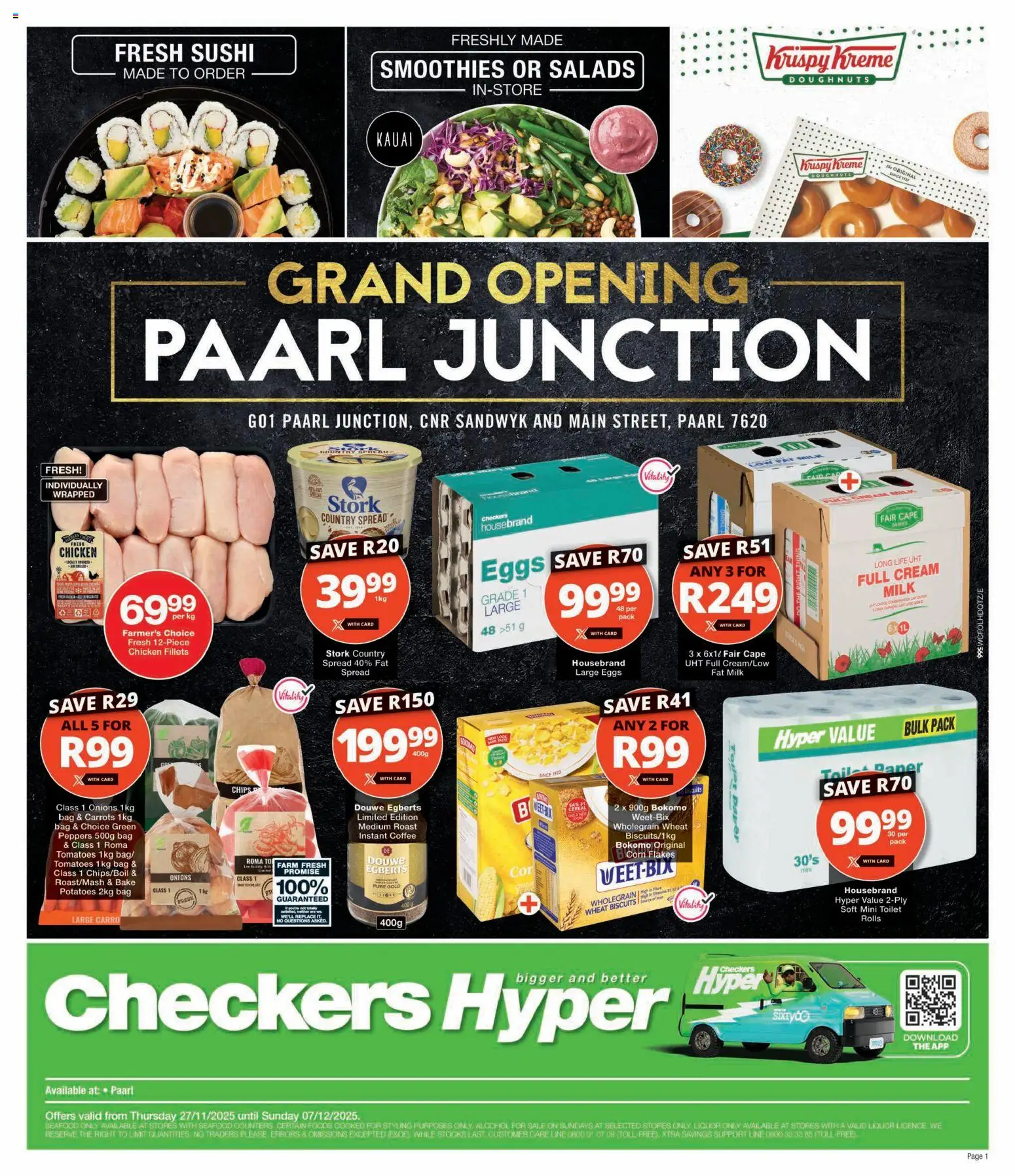 New Checkers catalogue – valid from 27.11.2025 | Page: 1 | Products: Toilet, Milk, Carrots, Cream