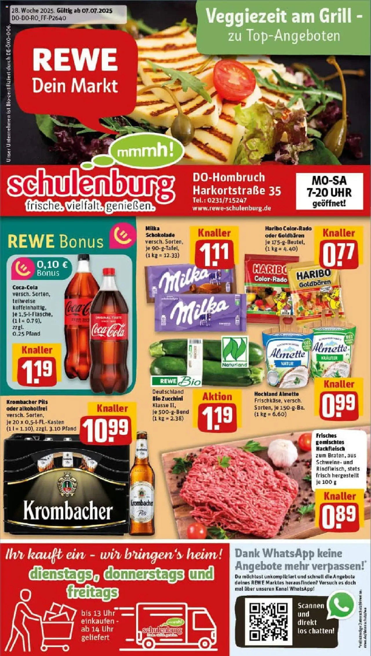 Rewe prospekt Dortmund	 - gültig ab dem 06.07.2025 | Seite: 1 | Produkte: Grill, Pils, Zucchini, Hackfleisch