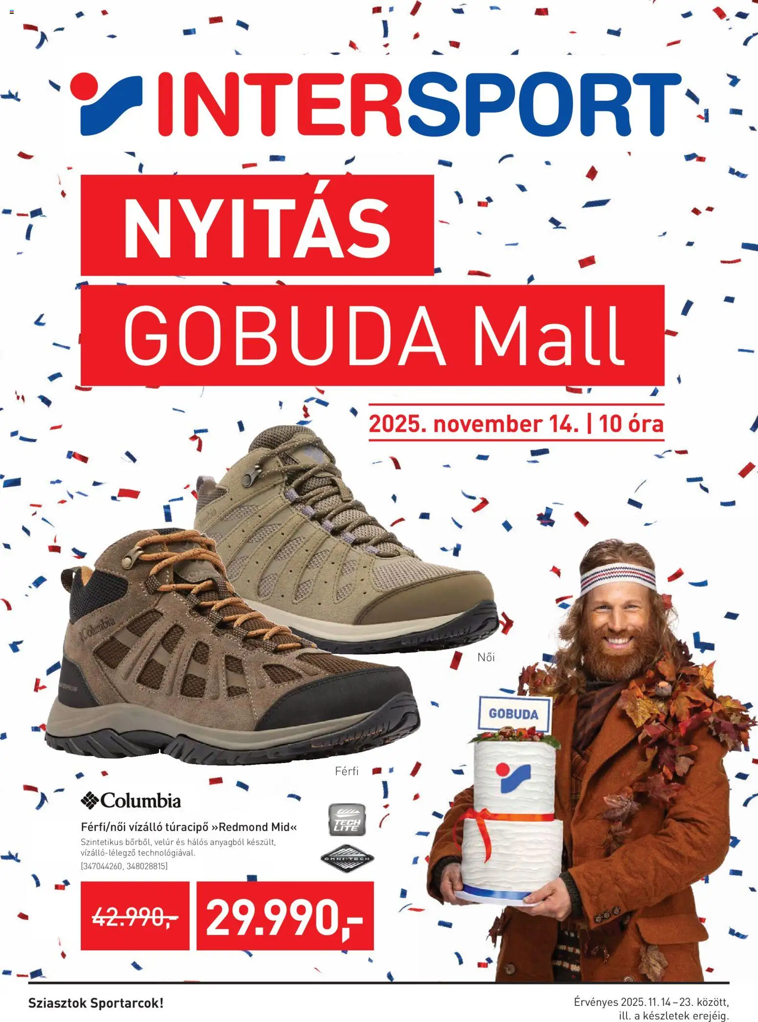 Intersport akciós ujság - amely érvényes a következő dátumtól: 14.11.2025 | Oldal: 1 | Termékek: Túracipő, Óra