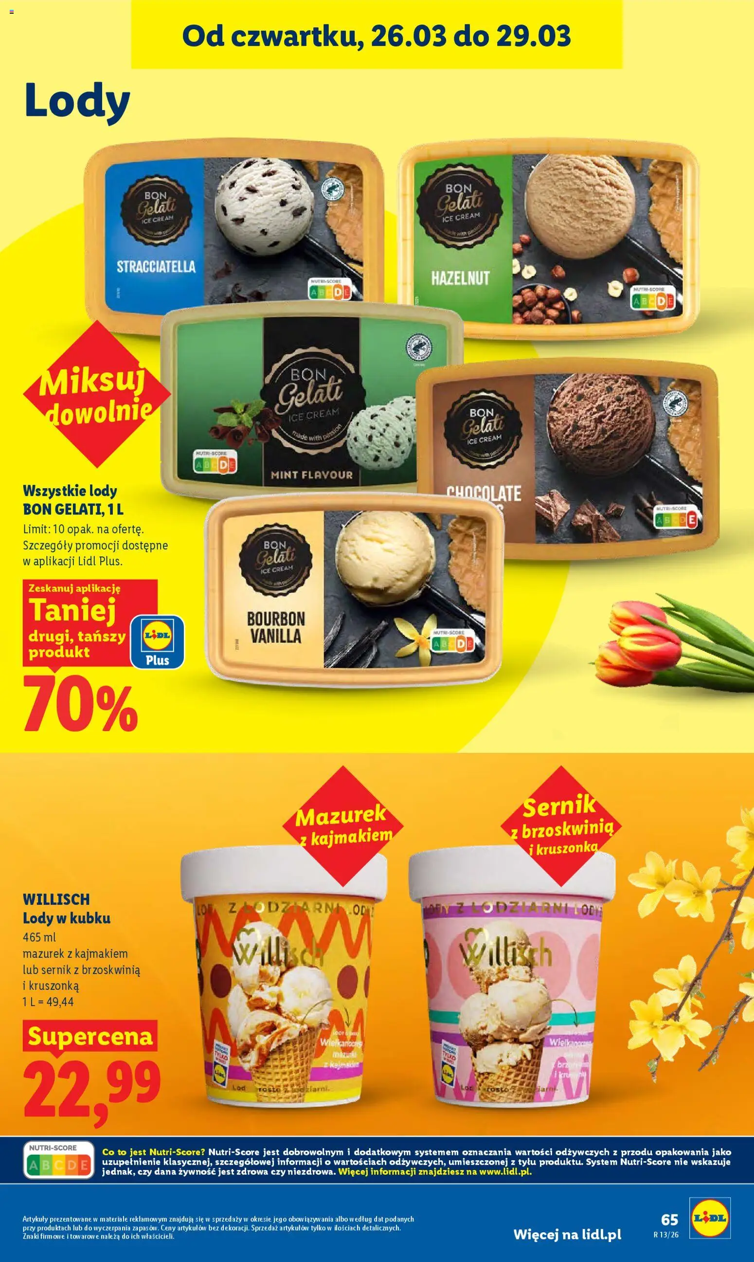 Lidl gazetka od 26.03.2026 | Strona: 65 | Produkty: Brzoskwinia, Bourbon, Lody