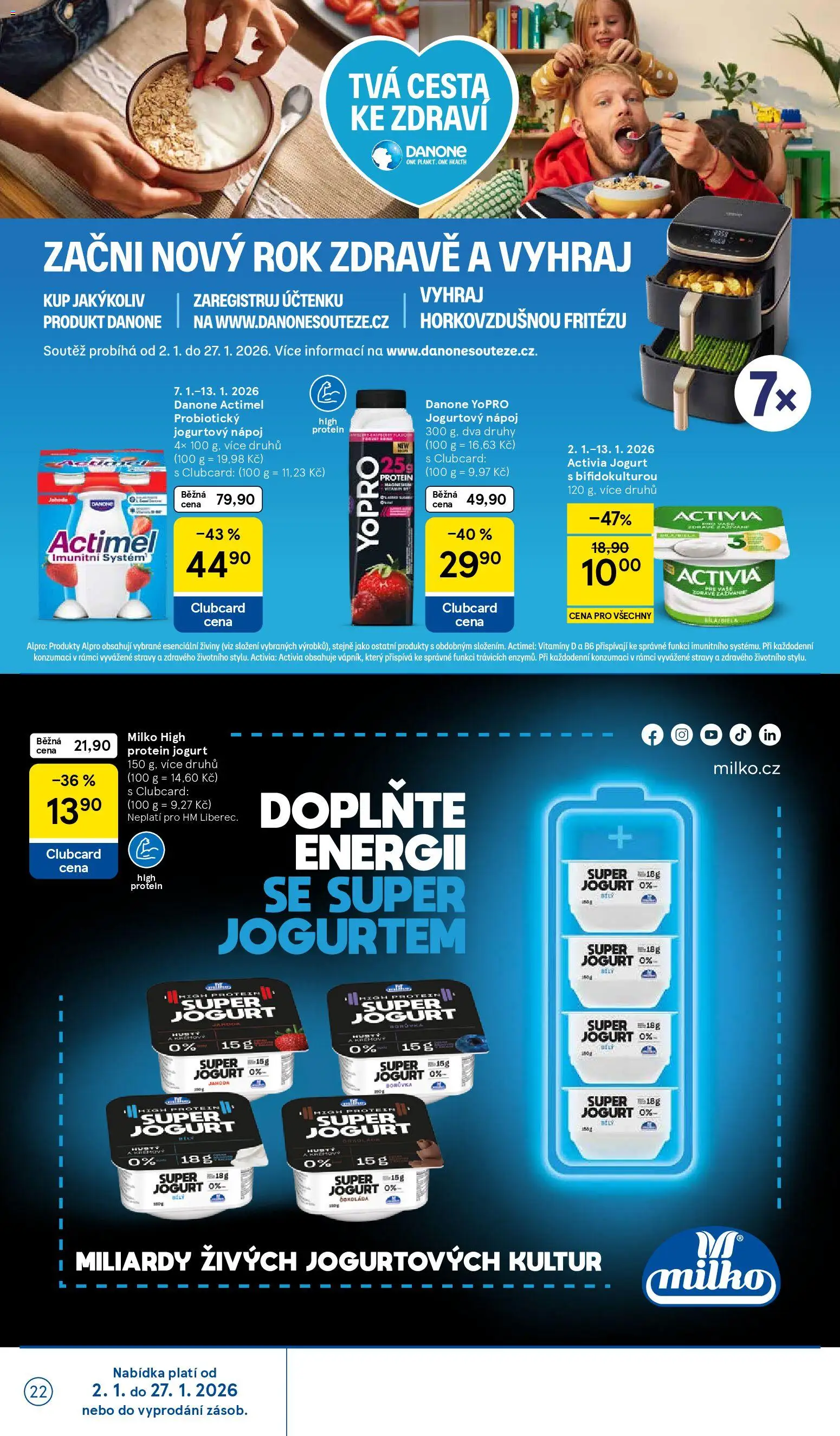 Tesco leták - Hypermarket od 07.01.2026 | Strana: 22 | Produkty: Vitamíny, High protein jogurt, Jogurtový nápoj, Alpro