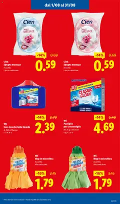 Volantino Lidl del 01.08.2025 | Pagina: 17 | Prodotti: Spugna, Pastiglie per lavastoviglie, Sale, Lavastoviglie