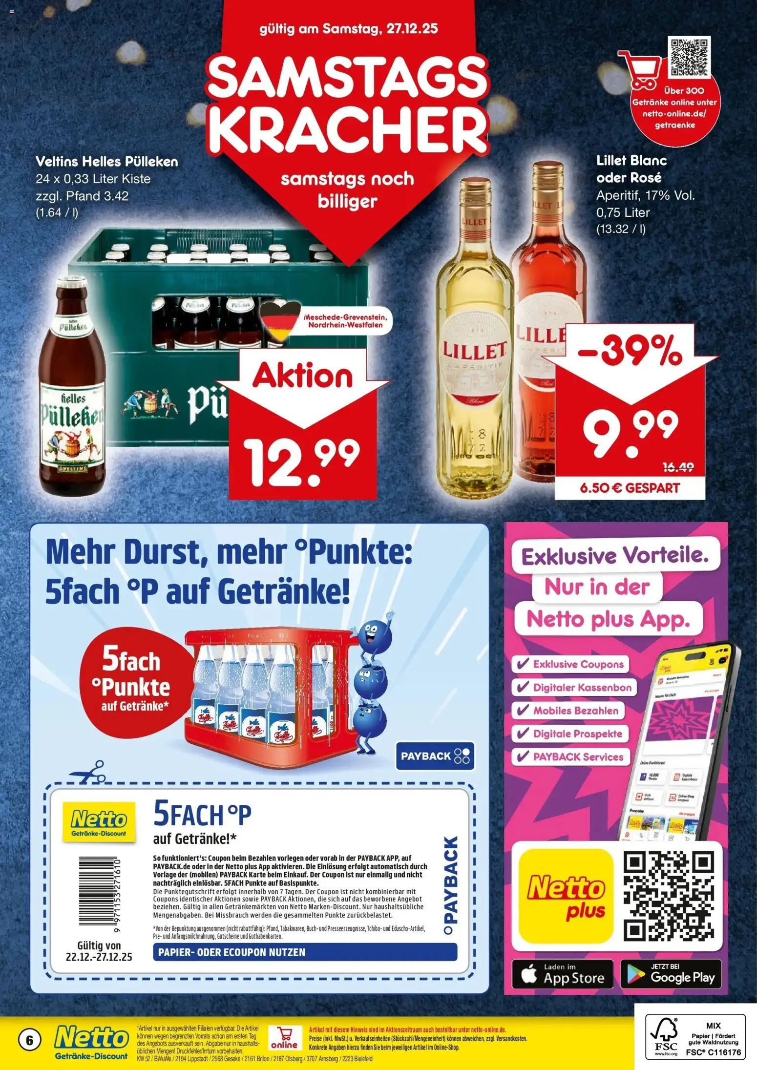 Netto Marken-Discount prospekt Lippstadt	 – gültig ab 22.12.2025 | Seite: 6 | Produkte: Helles pulleken, Lillet, Veltins