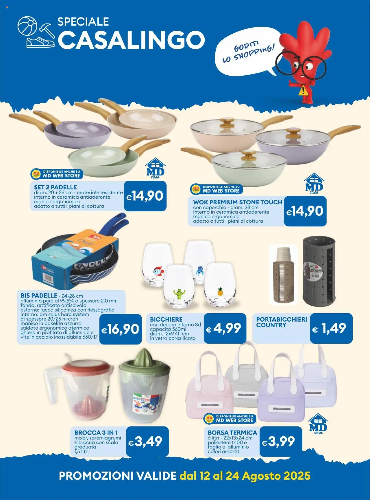Volantino MD Discount del 12.08.2025 | Pagina: 26 | Prodotti: Borsa termica, Scala, Borsa, Spremiagrumi