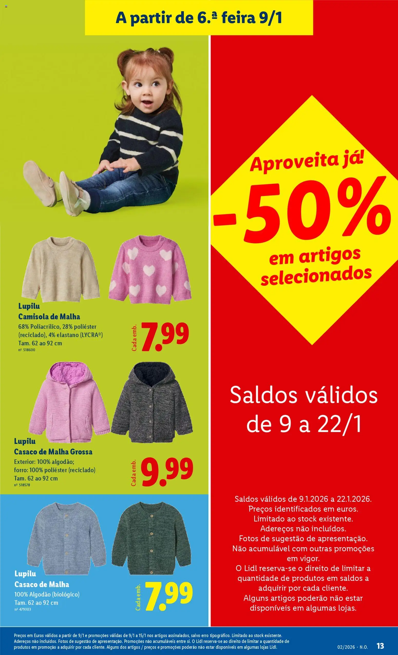 Lidl Novidades │ válido de 05.01.2026 | Página: 13 | Produtos: Casaco, Algodão, Camisola