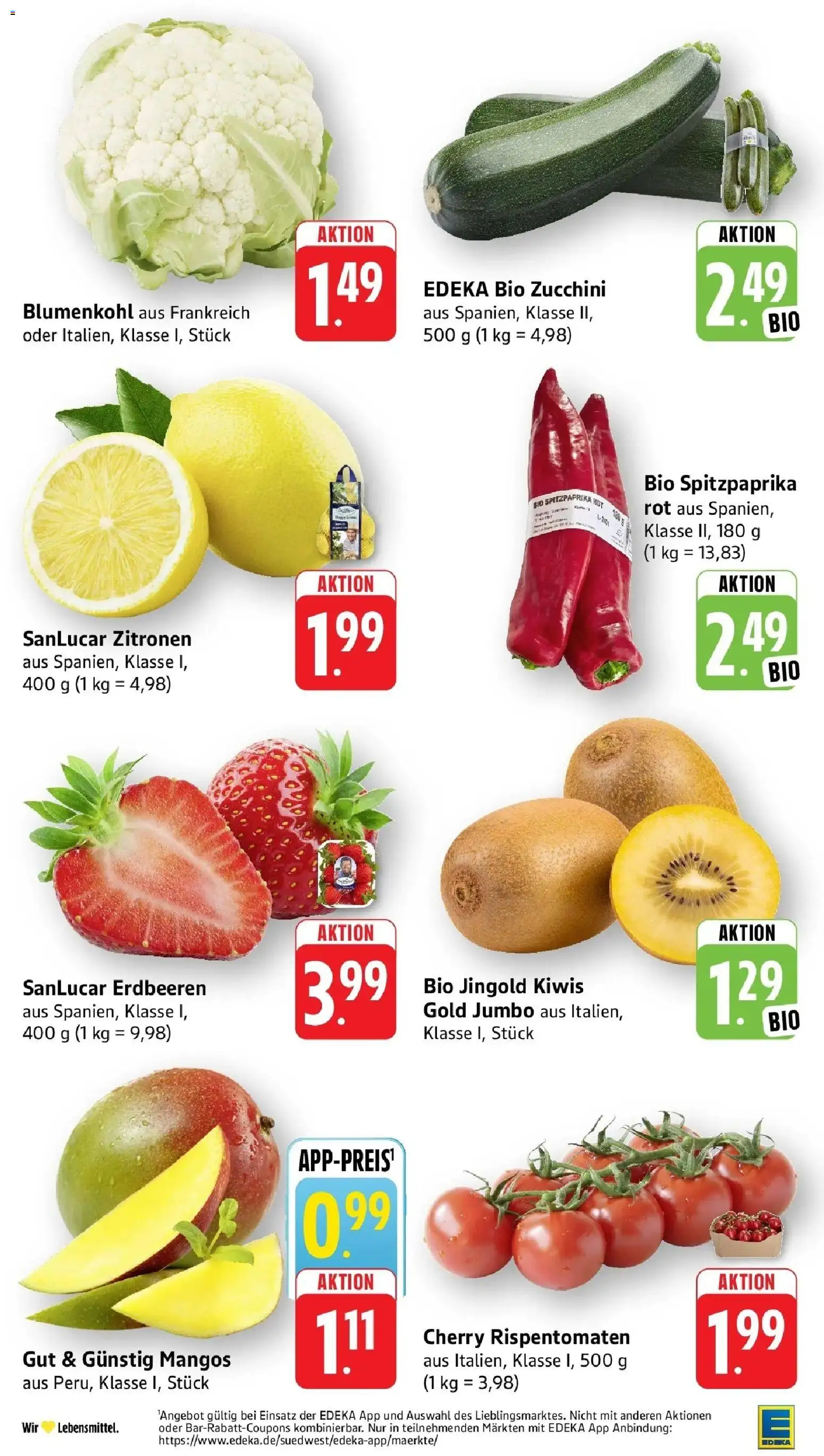Edeka prospekt Weinstadt-Großheppach	 – gültig ab 09.03.2026 | Seite: 4 | Produkte: Blumenkohl, Zucchini, Kiwi, Zitronen