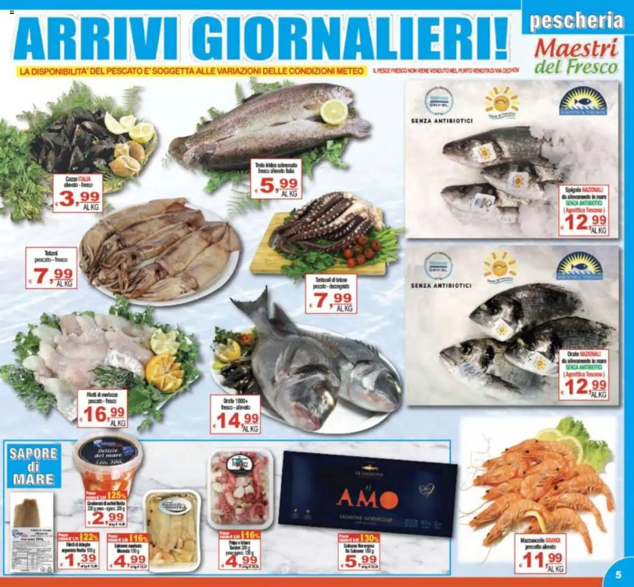 Volantino CTS del 27.08.2025 | Pagina: 5 | Prodotti: Salmone, Cozze, Mazzancolle, Totano