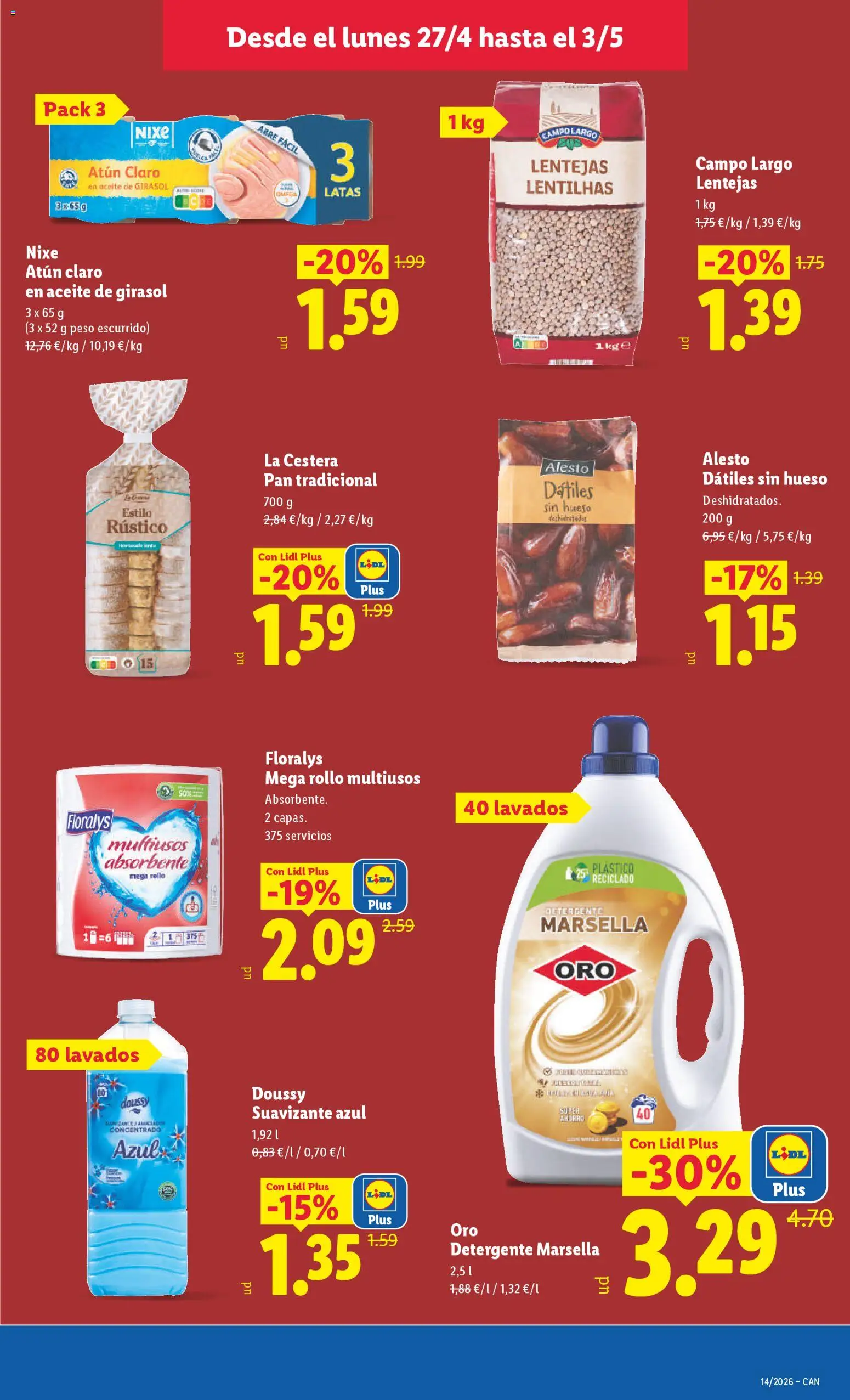Lidl folleto │ válido desde el 27.04.2026 | Página: 17 | Productos: Aceite, Pan, Aceite de girasol, Atún claro
