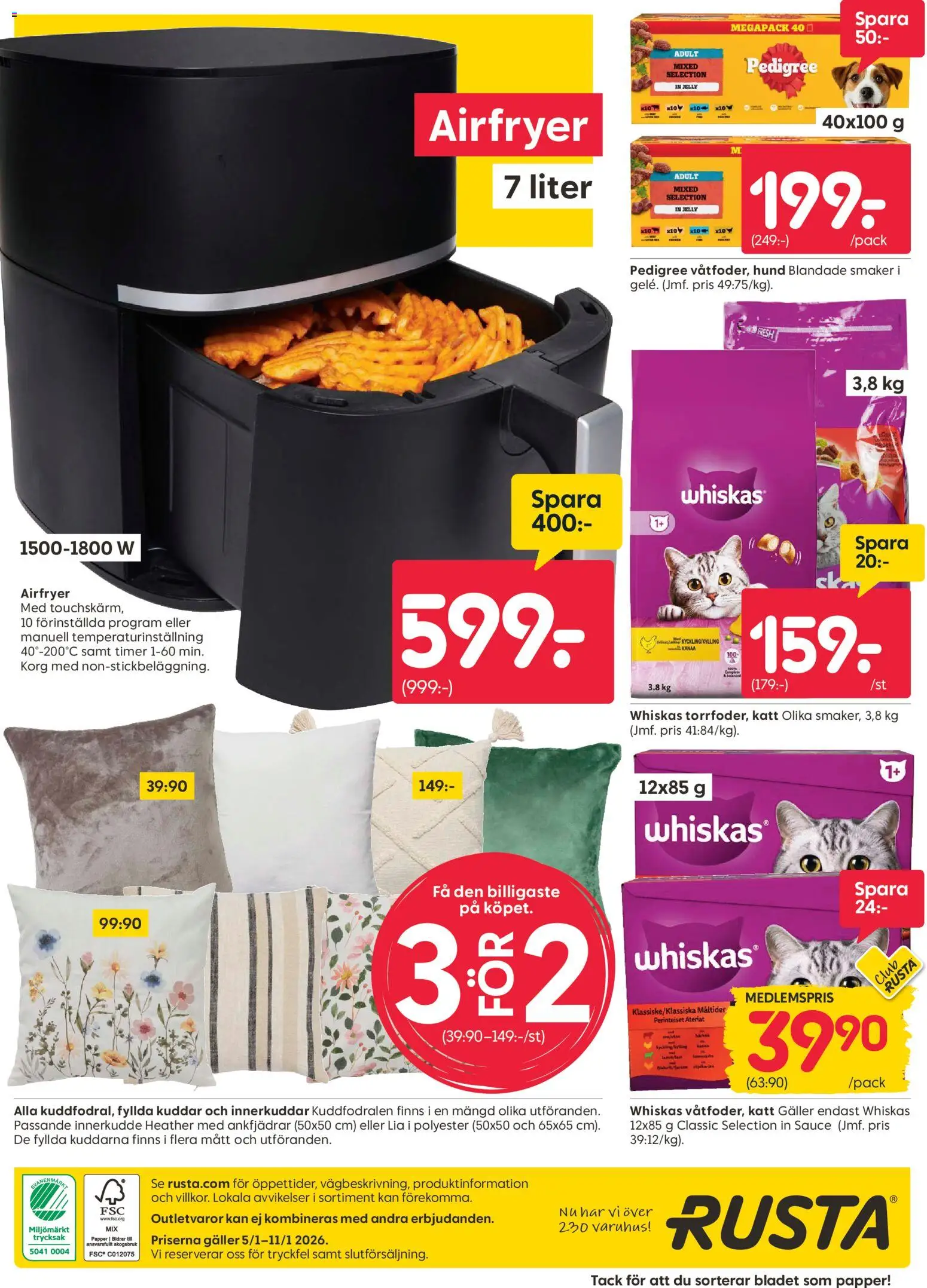 Rusta reklamblad aktuell från 05.01.2026 | Sida: 12 | Produkter: Galler, Korg, Papper, Airfryer