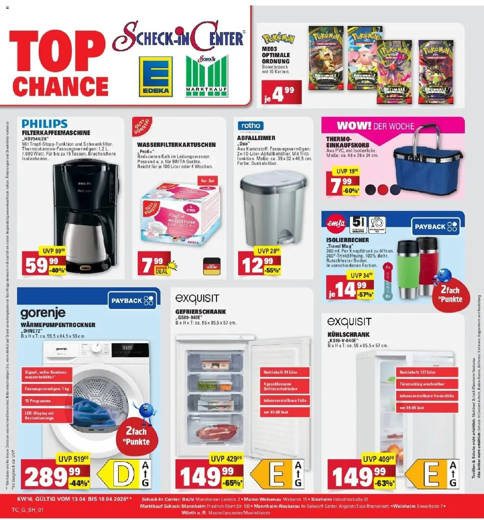 E center Prospekt Mainz-Weisenau	 – gültig ab 12.04.2026 | Seite: 66 | Produkte: Gorenje, Gefrierschrank, Kühlschrank, Abfalleimer