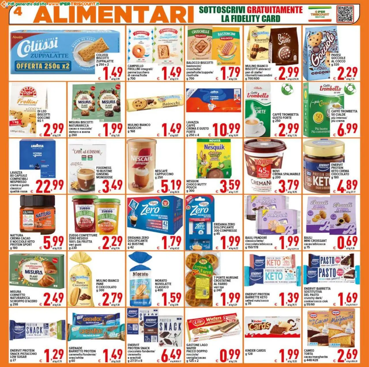 Volantino Ipertriscount del 17.09.2025 | Pagina: 4 | Prodotti: Dolcificante, Caffè, Cereali, Frutta