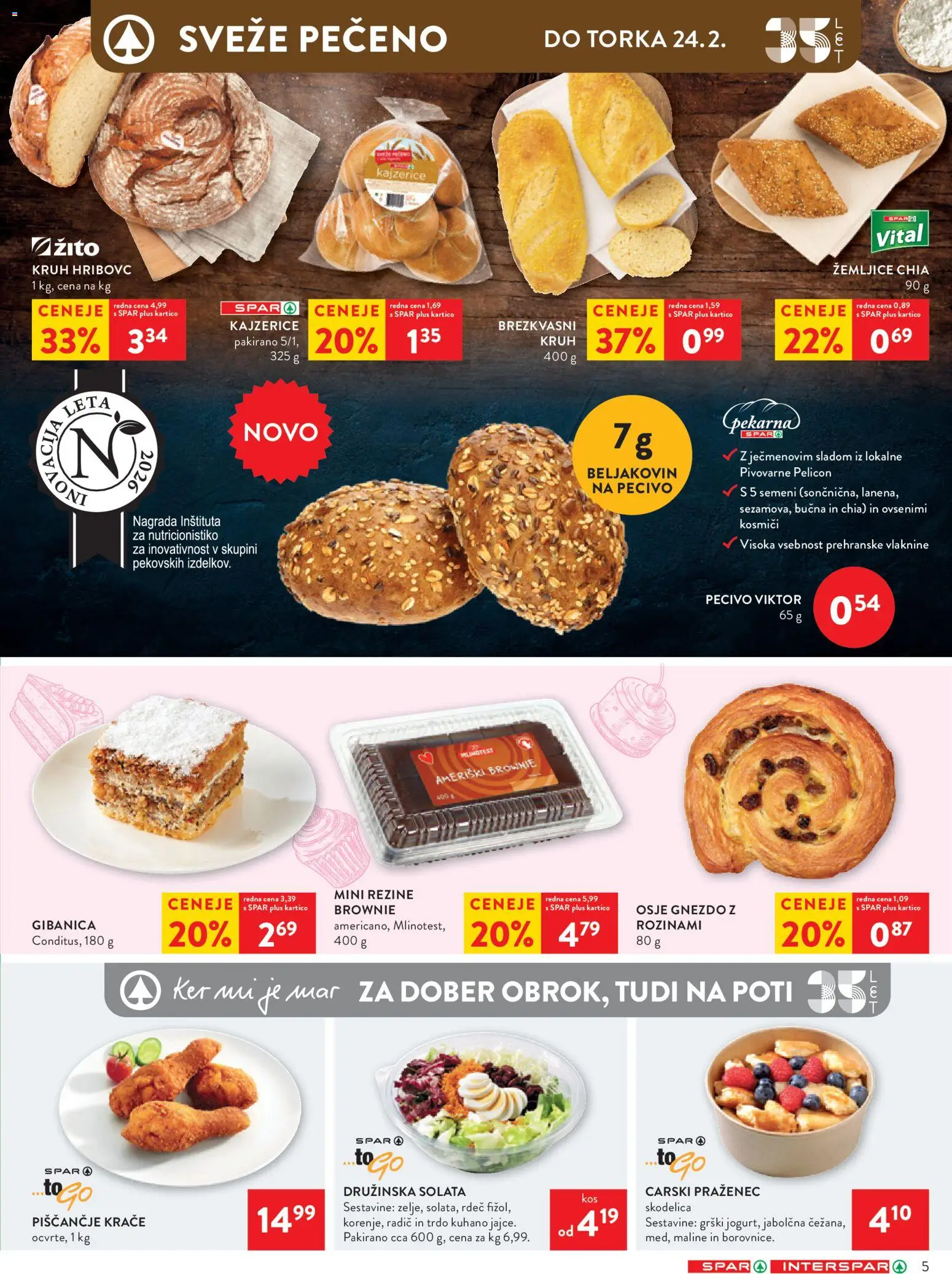 Novi Spar katalog ponudbe – veljaven od 18.02.2026 | Stran: 5 | Izdelki: Skodelica, Kruh, Kosmici, Solata