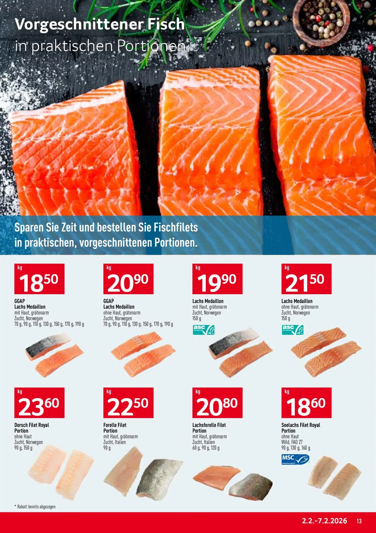 Prodega Aktionen – gültig ab 02.02.2026 | Seite: 13 | Produkte: Lachs, Fisch