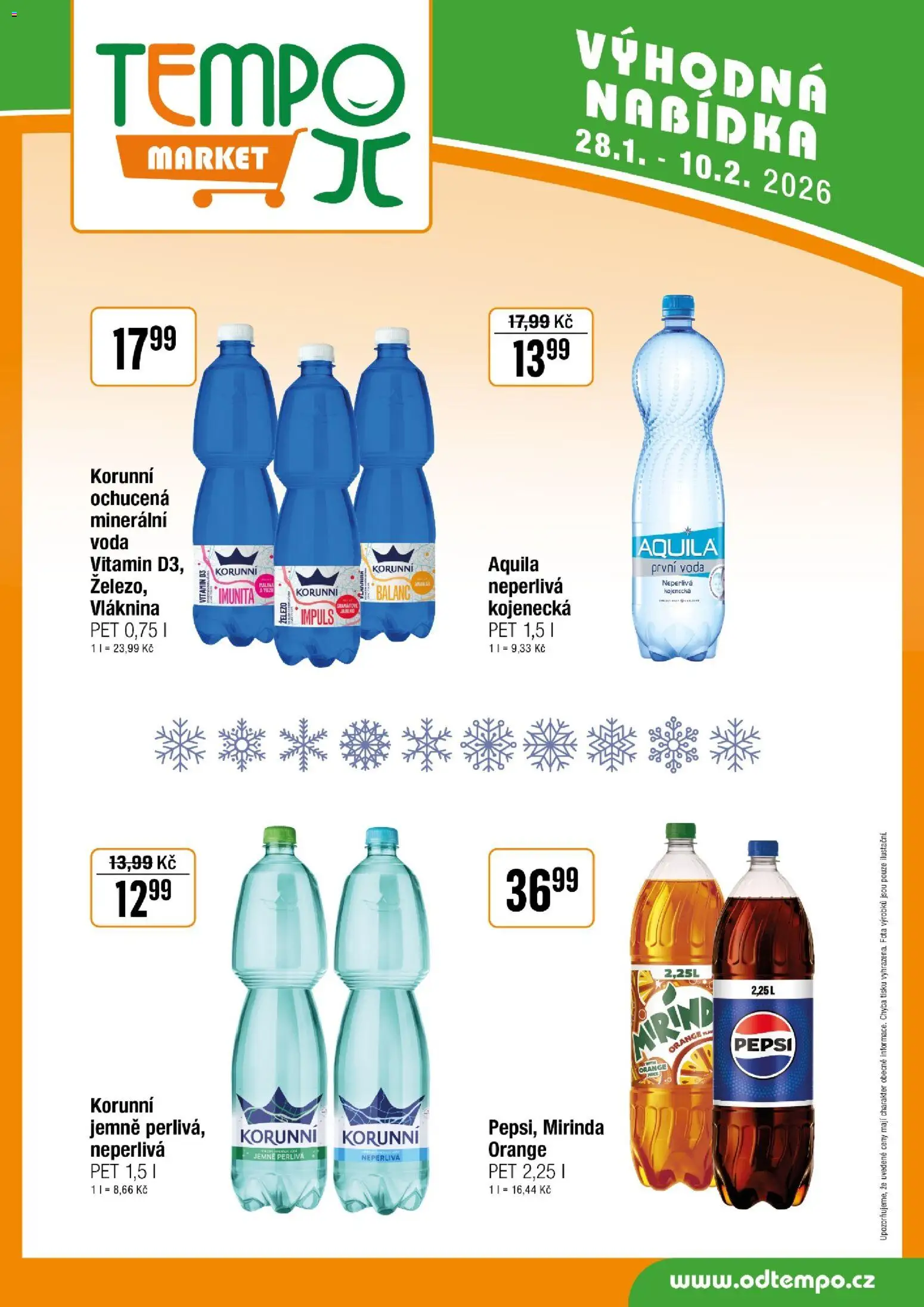 Tempo leták od 28.01.2026 | Strana: 12 | Produkty: Pepsi, Mirinda, Minerální voda, Aquila