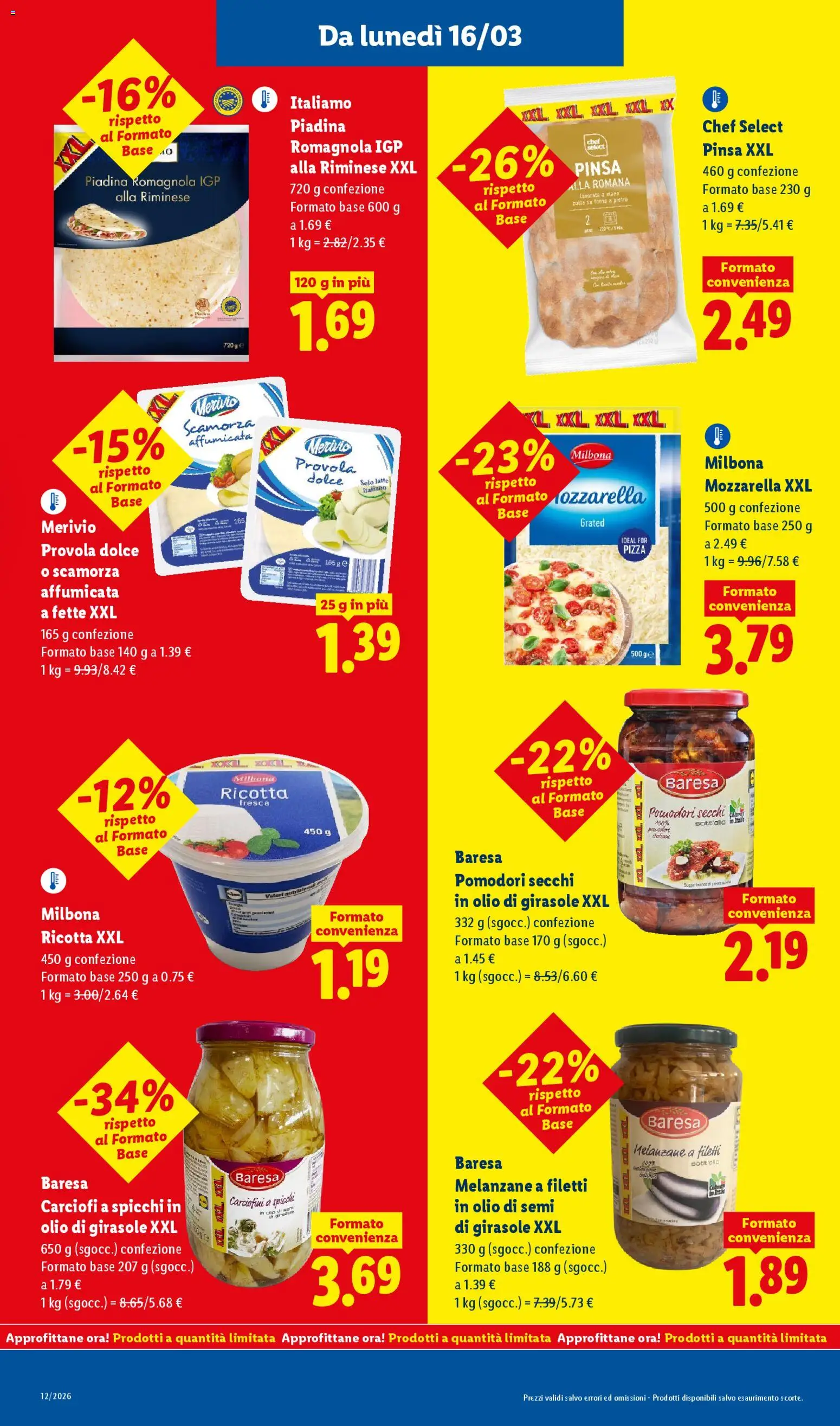 Volantino Lidl del 16.03.2026 | Pagina: 3 | Prodotti: Pizza, Olio, Olio di girasole, Pomodori secchi