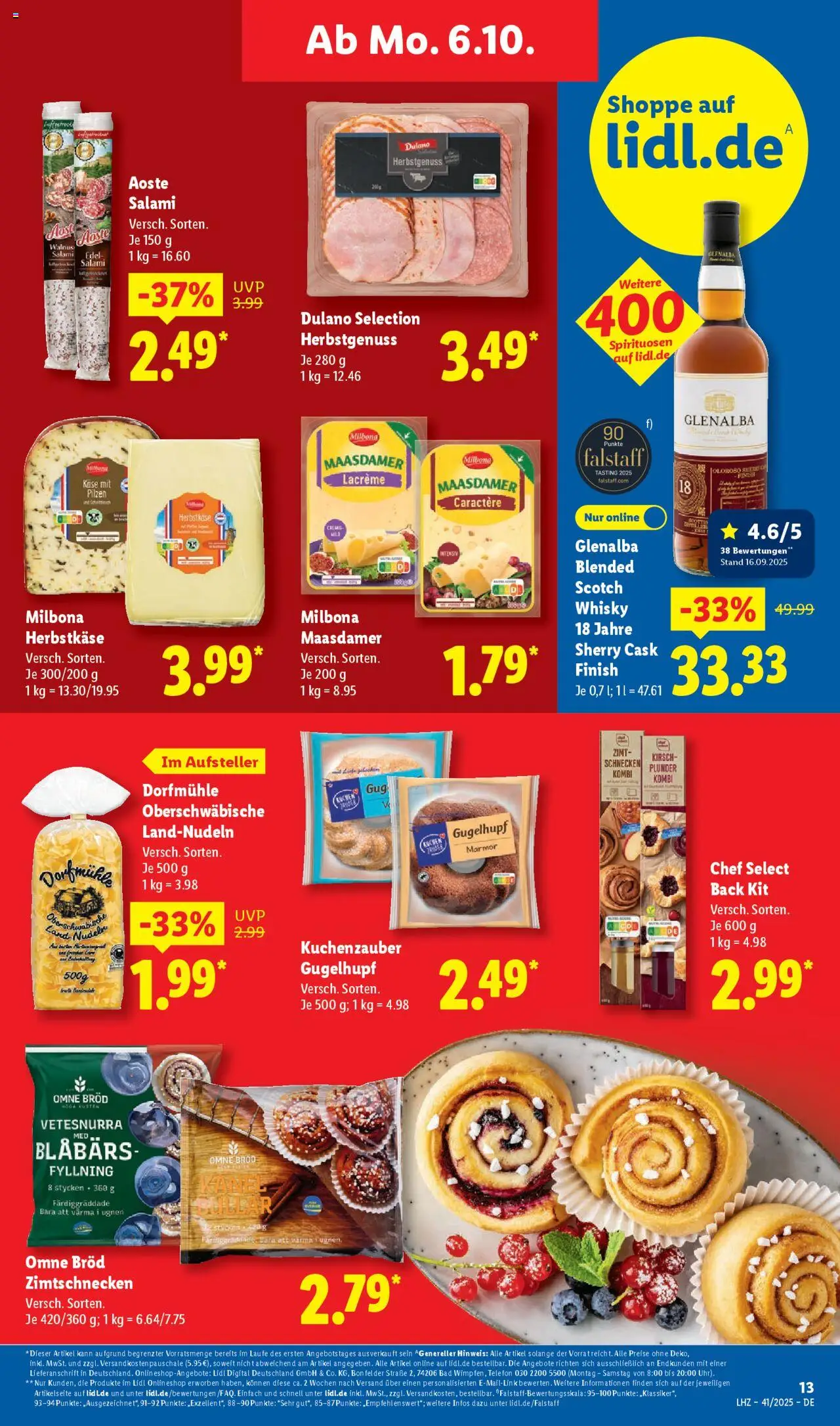 Lidl Prospekt Nagold – gültig ab 06.10.2025 | Seite: 21 | Produkte: Whisky, Käse, Nudeln, Telefon