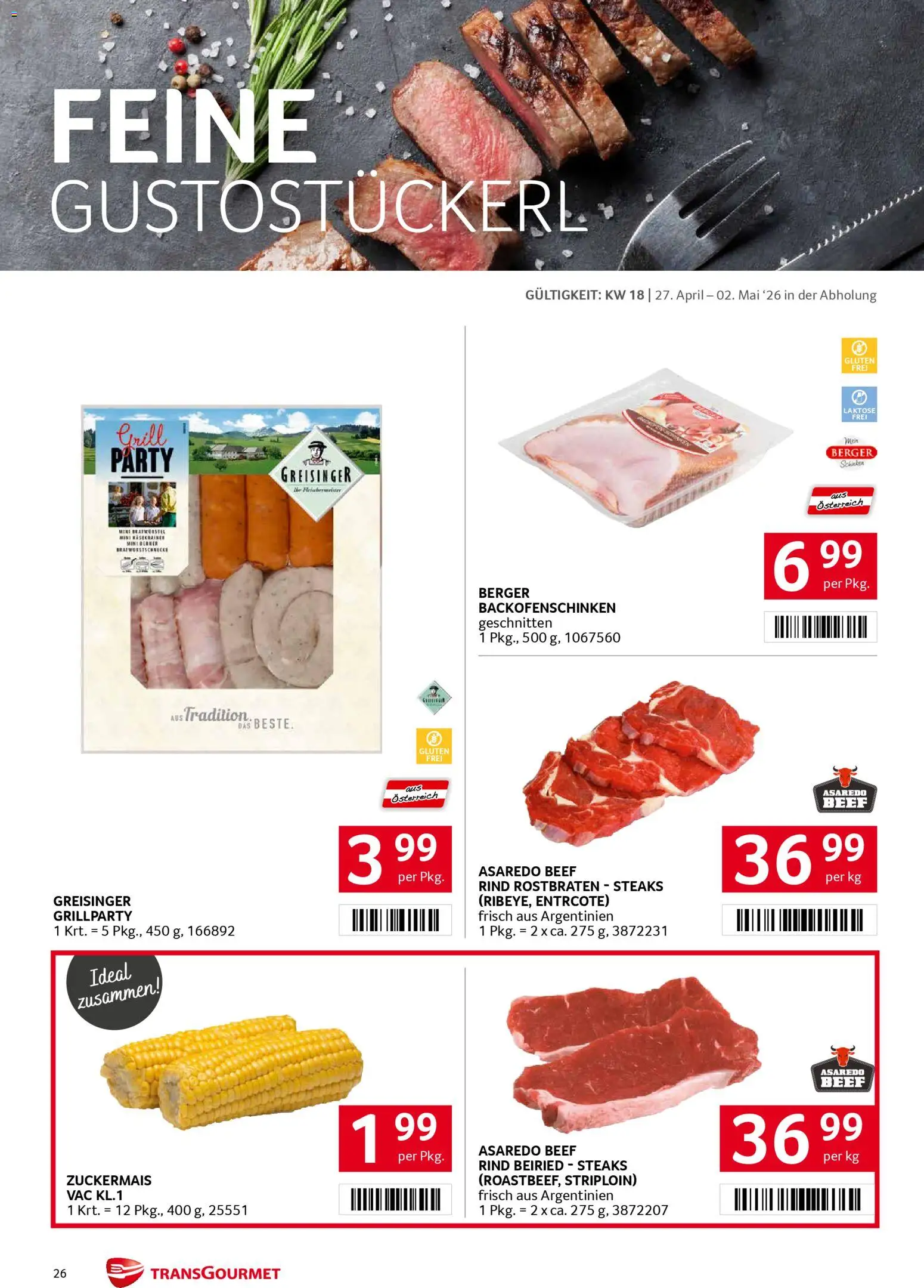 Transgourmet Flugblatt gültig ab 27.04.2026 | Seite: 25 | Produkte: Grill, Schinken