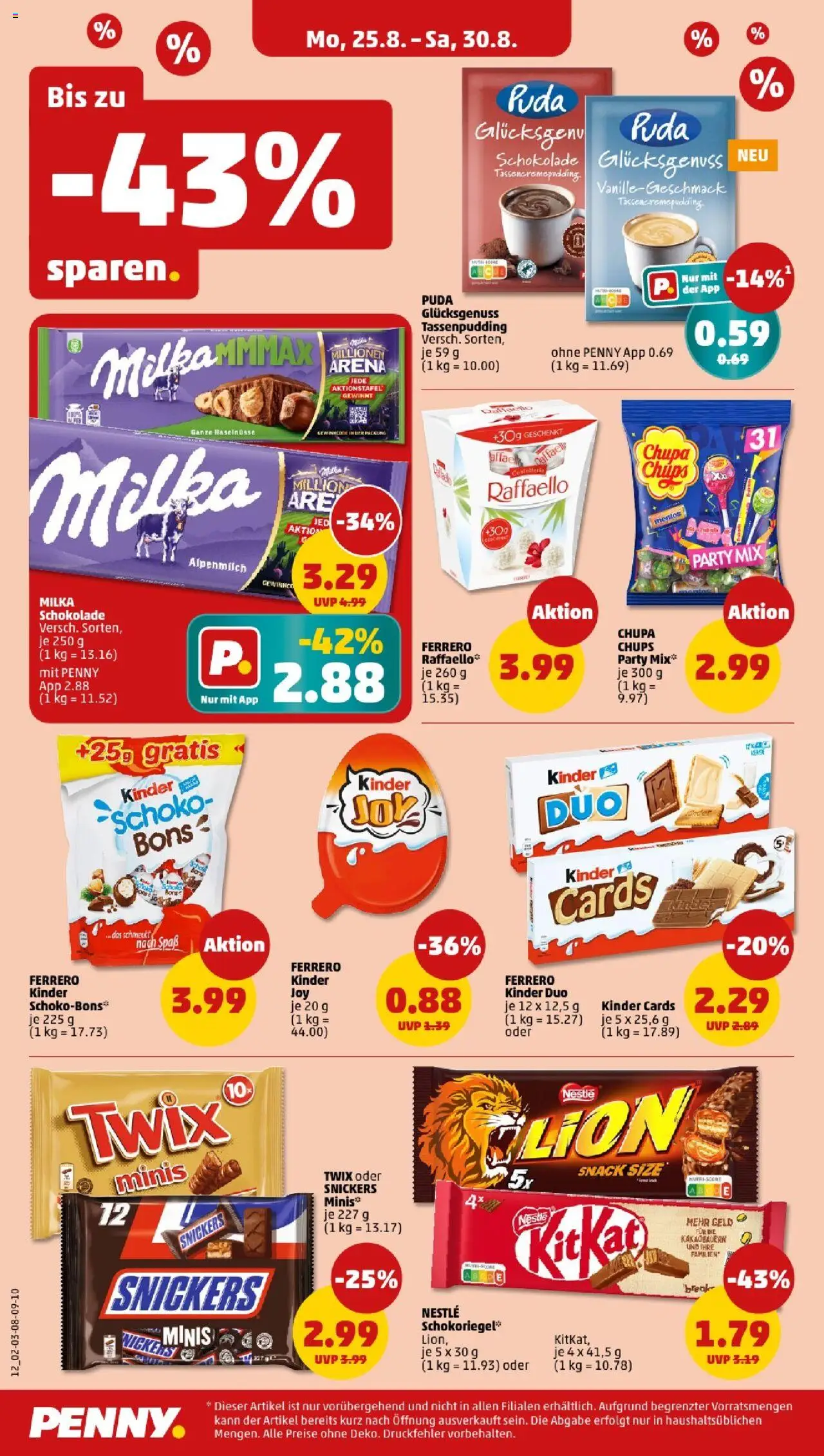 Penny - Hamburg - gültig ab dem 25.08.2025 | Seite: 12 | Produkte: Schokolade, Milka, Snickers, Twix