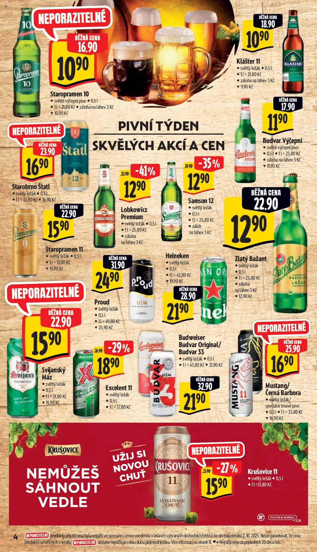 Albert leták - Supermarket od 08.10.2025 | Strana: 9 | Produkty: Budvar, Excelent 11, Budvar 33, Láhev