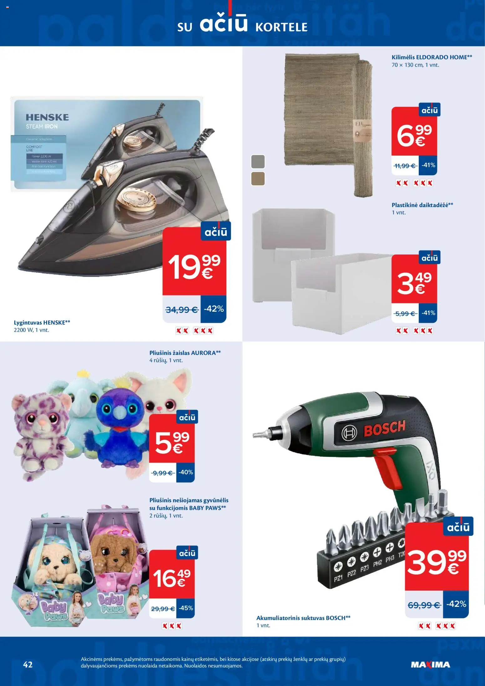 MAXIMA akcijos nuo 14.04.2026 | Puslapis: 42 | Prekių: Kilimėlis, Lygintuvas