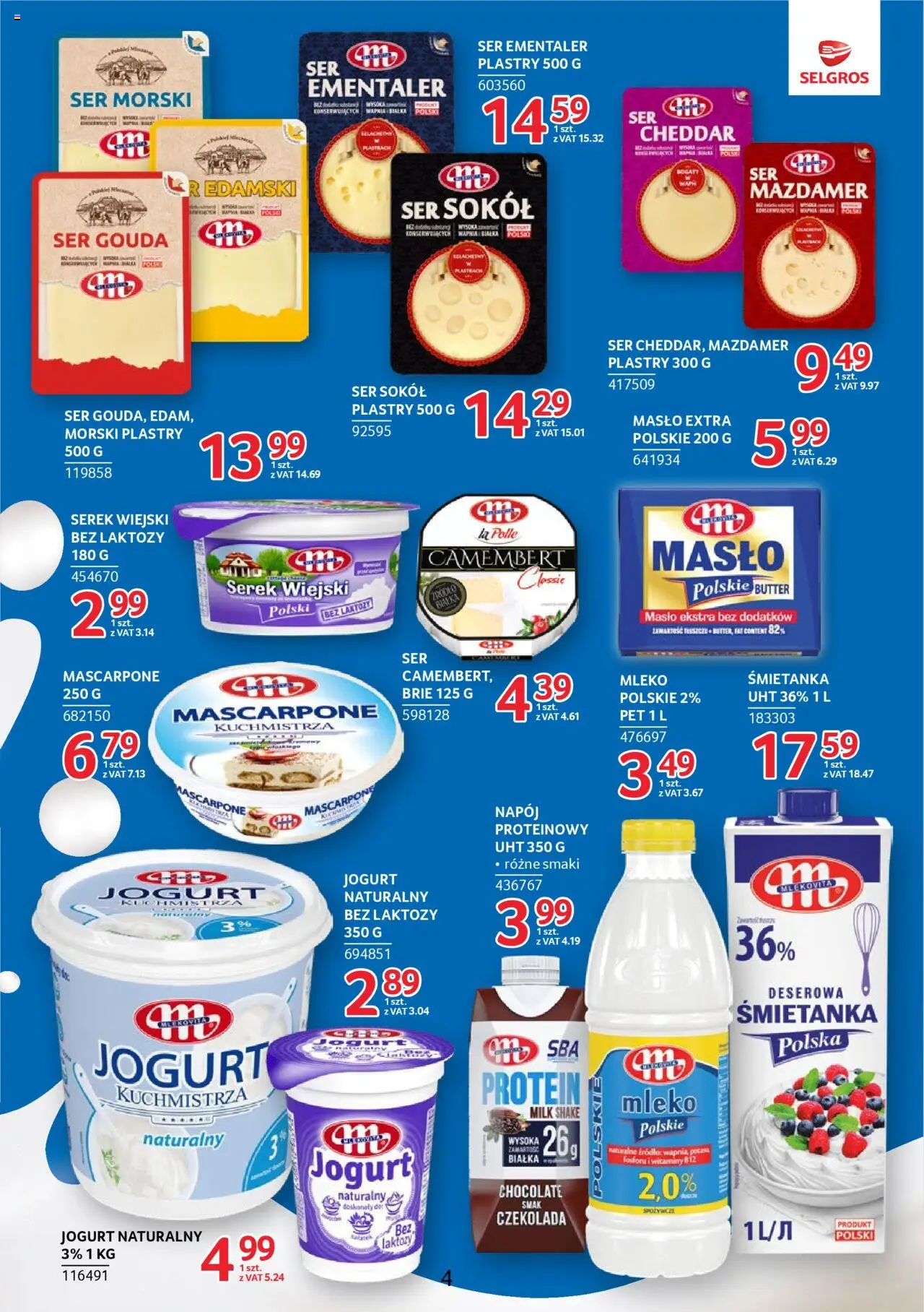 Selgros cash&carry Gazetka - Markowe produkty od 09.10.2025 | Strona: 4 | Produkty: Camembert, Mascarpone, Masło, Cheddar