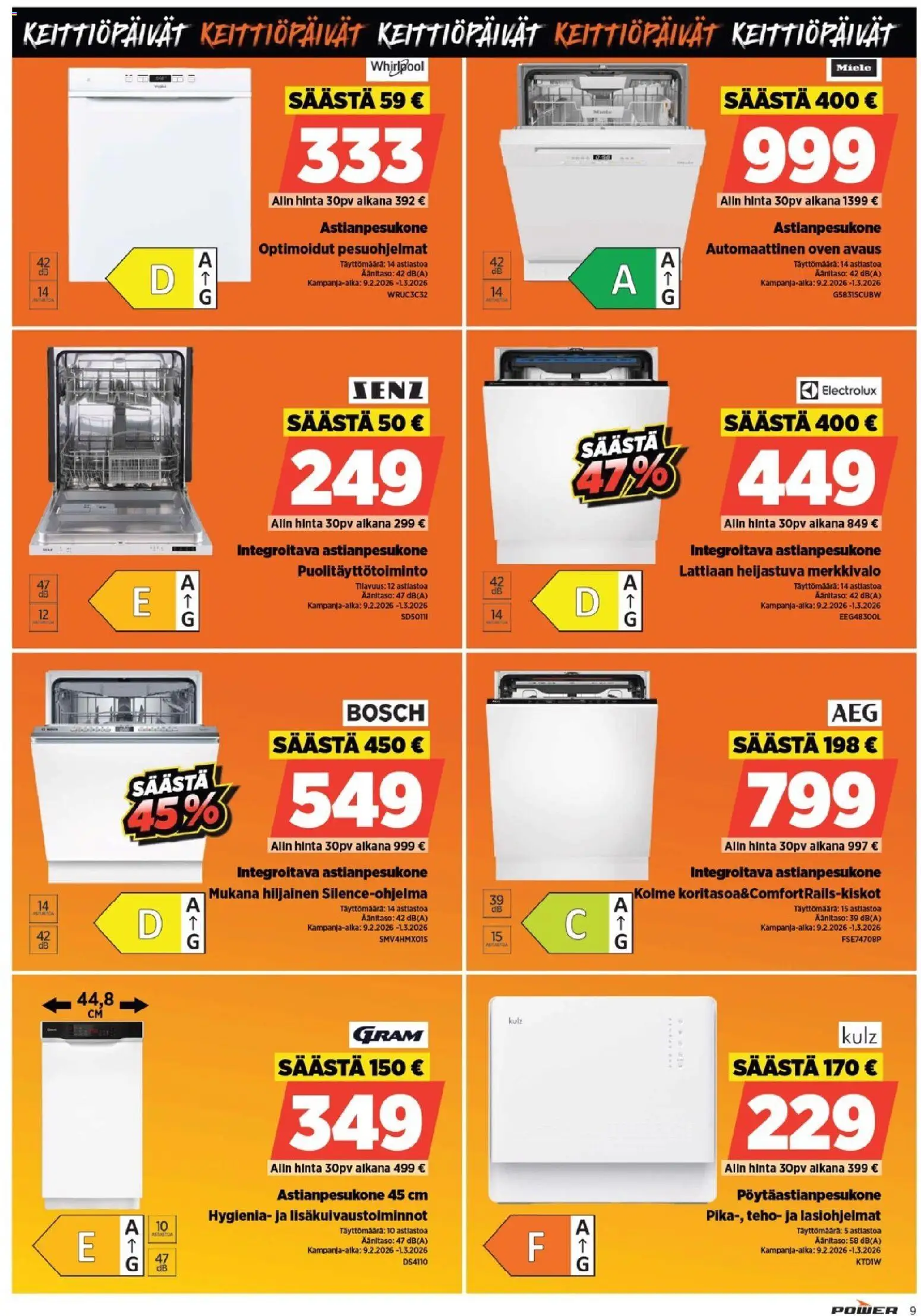 Power - POWER HINTAAN Viikon mainoslehti – voimassa 21.03.2026 alkaen | Sivu: 9 | Tuotteet: Astianpesukone