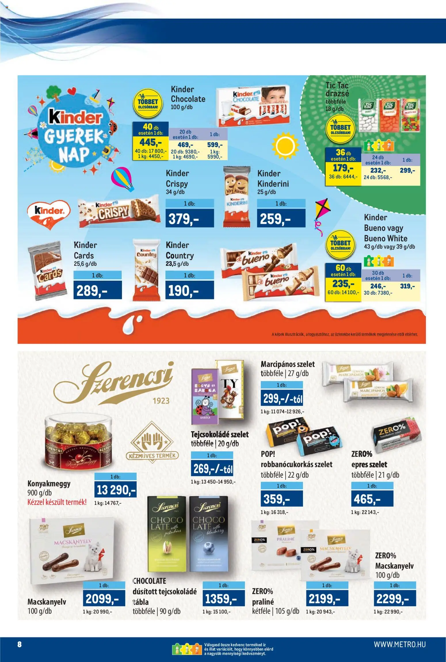Metro akciós ujság - amely érvényes a következő dátumtól: 16.04.2026 | Oldal: 8 | Termékek: Praliné, Drazsé, Tejcsokoládé