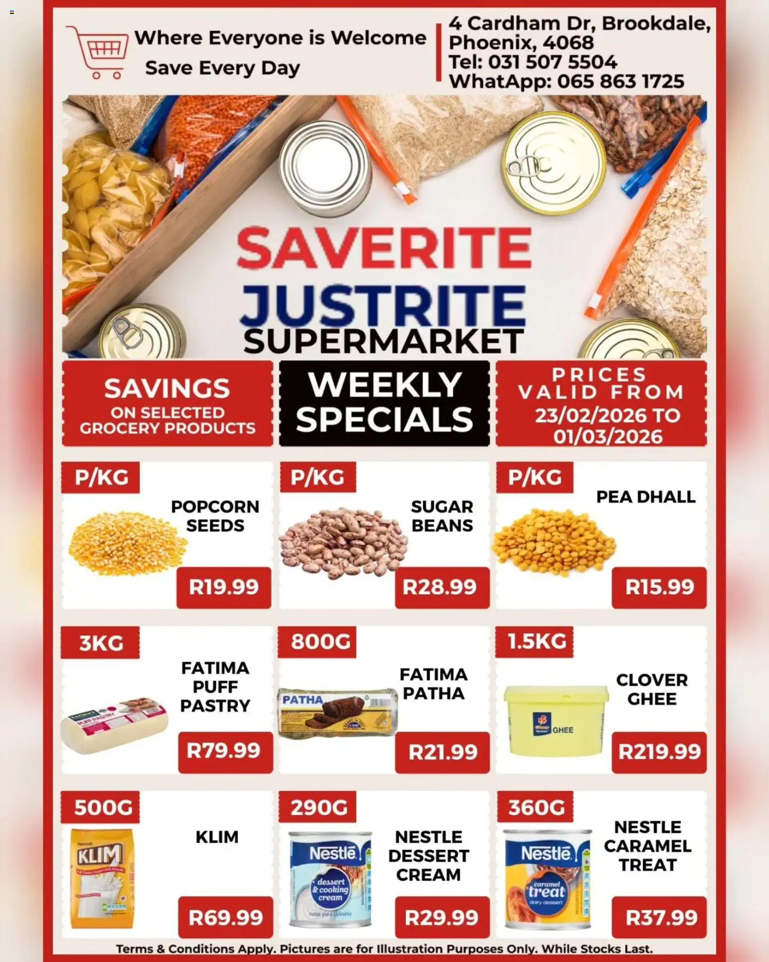New Saverite catalogue – valid from 23.02.2026 | Page: 4 | Products: Beans, Popcorn, Sugar, Caramel
