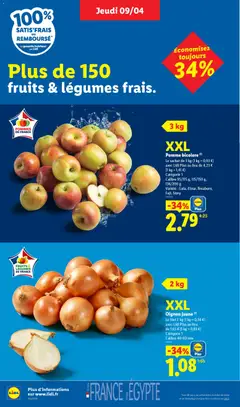 LIDL - Prévisualisation de XXL Oignon jaune, Le filet 2 kg (1 kg = 0,54 €) avec Lidl Plus au lieu de 1,65 € (1 kg = 0,83 €), Catégorie 1, Calibre 40-60 mm valide à partir de 09.04.2026 | Page: 2