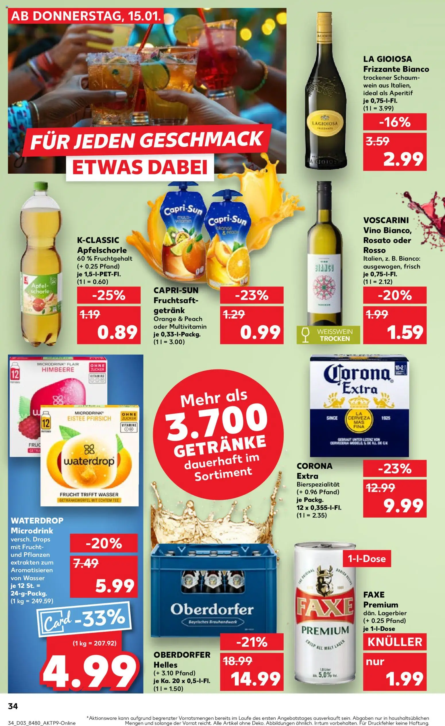 Kaufland prospekt Speyer	 – gültig ab 15.01.2026 | Seite: 34 | Produkte: Wasser, Himbeere, Wein, Fruchtsaft