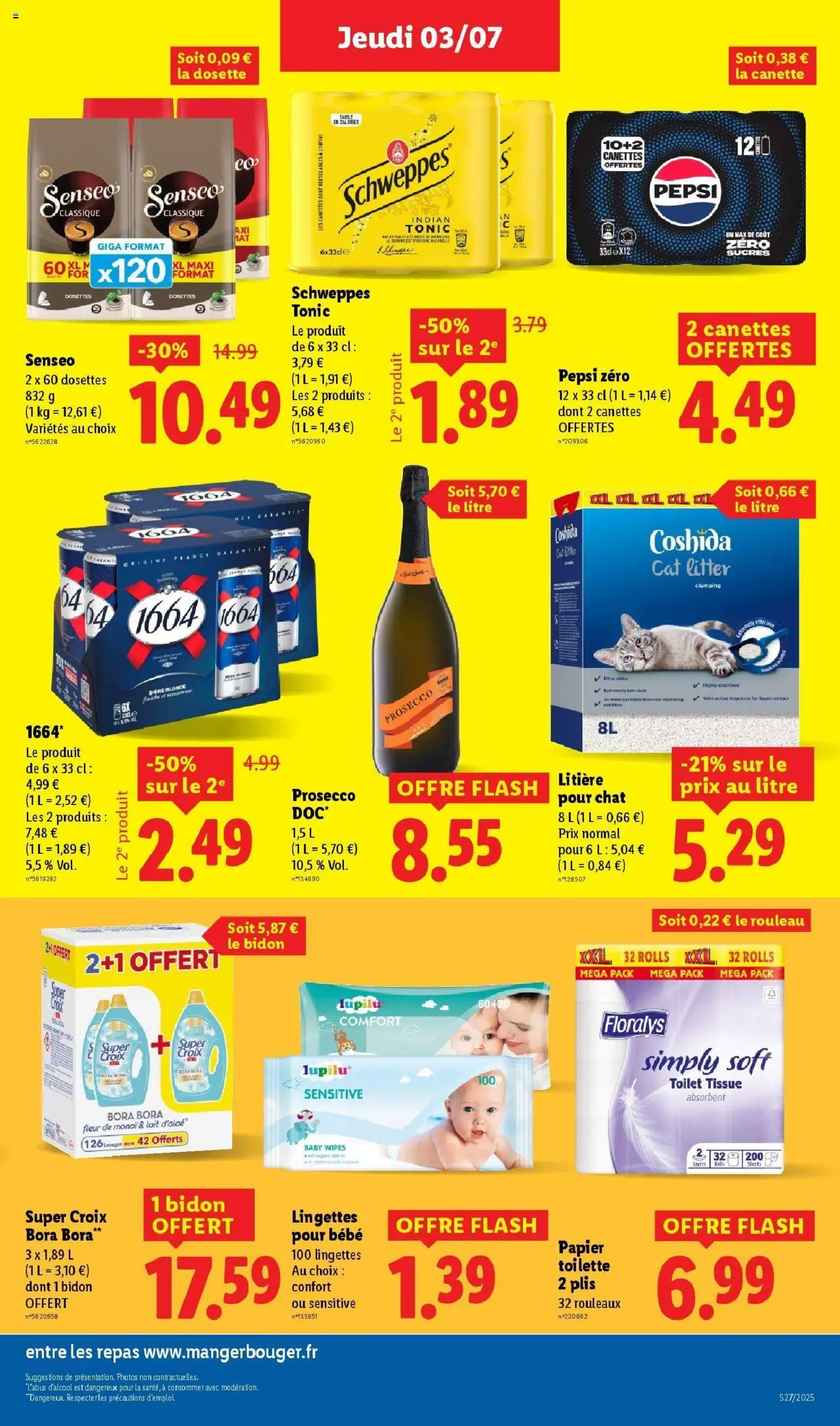  | Page: 19 | Produits: Papier toilette, Bière blonde, Prosecco, Lait