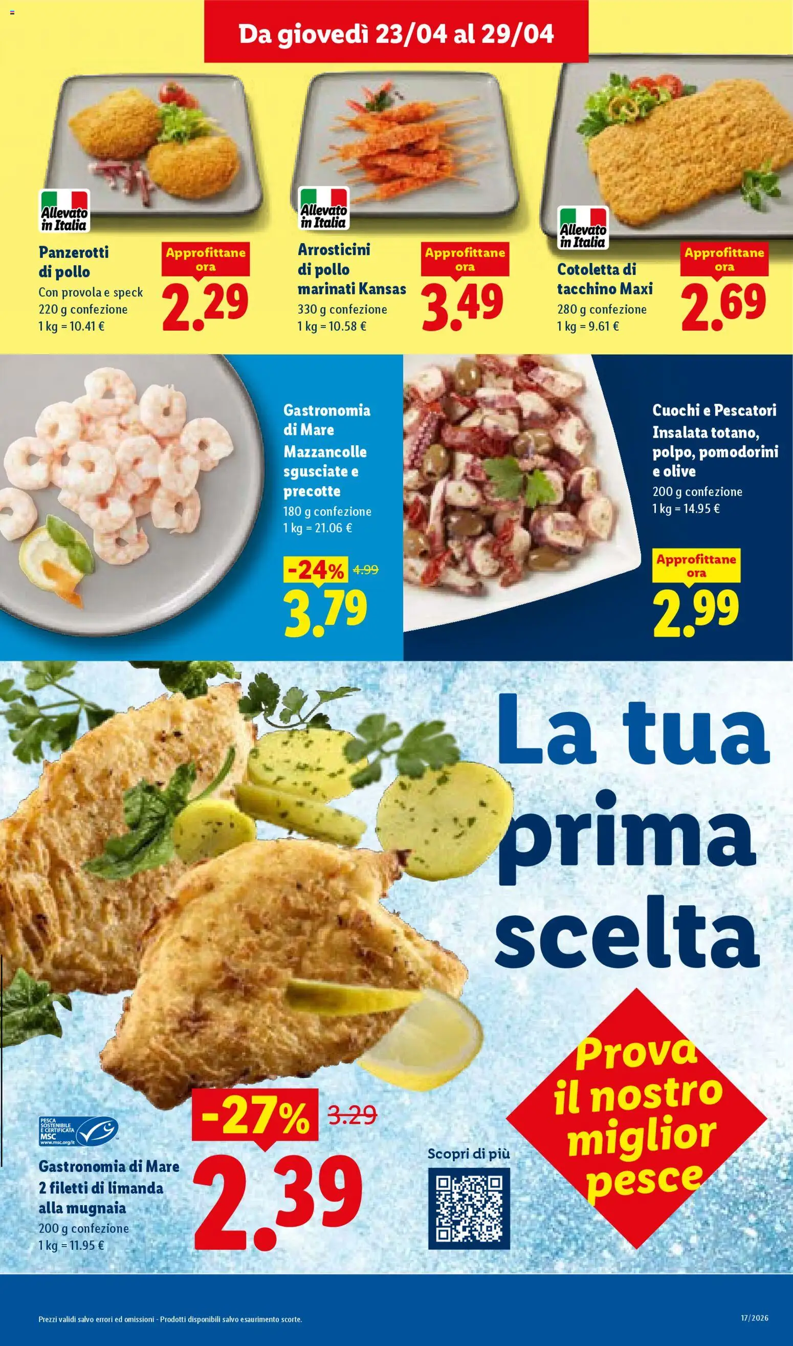 Volantino Lidl del 23.04.2026 | Pagina: 11 | Prodotti: Pesce, Tacchino, Pesca, Provola