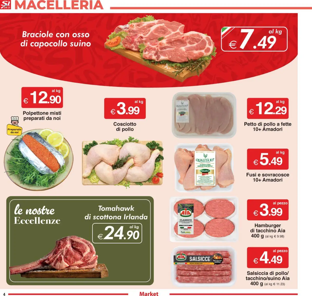 Volantino Sì con Te del 11.09.2025 | Pagina: 4 | Prodotti: Petto di Pollo, Suino, Tacchino, Salsiccia