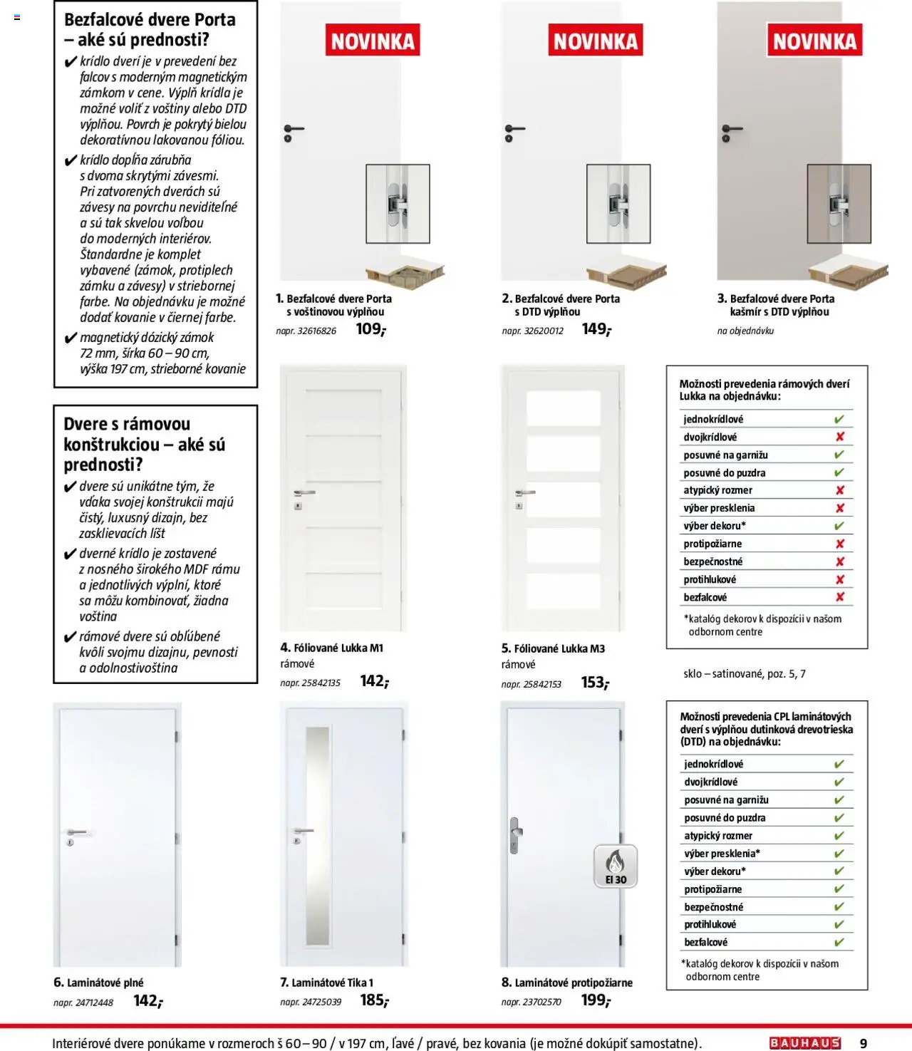 Nové Bauhaus akcie – leták je platný od 08.09.2025 | Strana: 9 | Produkty: Závesy, Bezfalcové dvere, Kovanie, Dvere